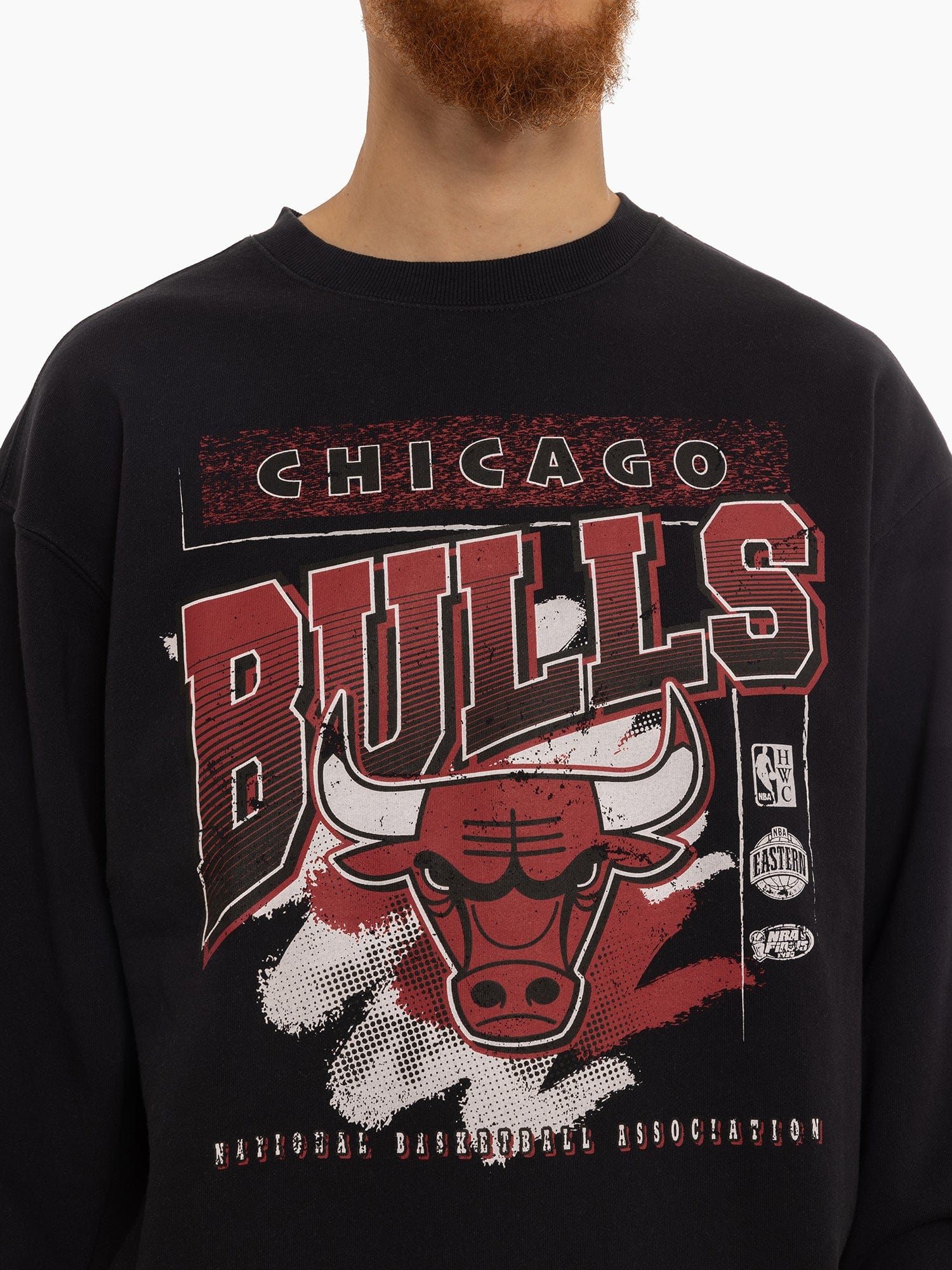Mitchell And Ness Jumpers Chicago Bulls Mitchell & Ness NBA Brush Off 2.0 Vintage Crew Jumper - Faded Black