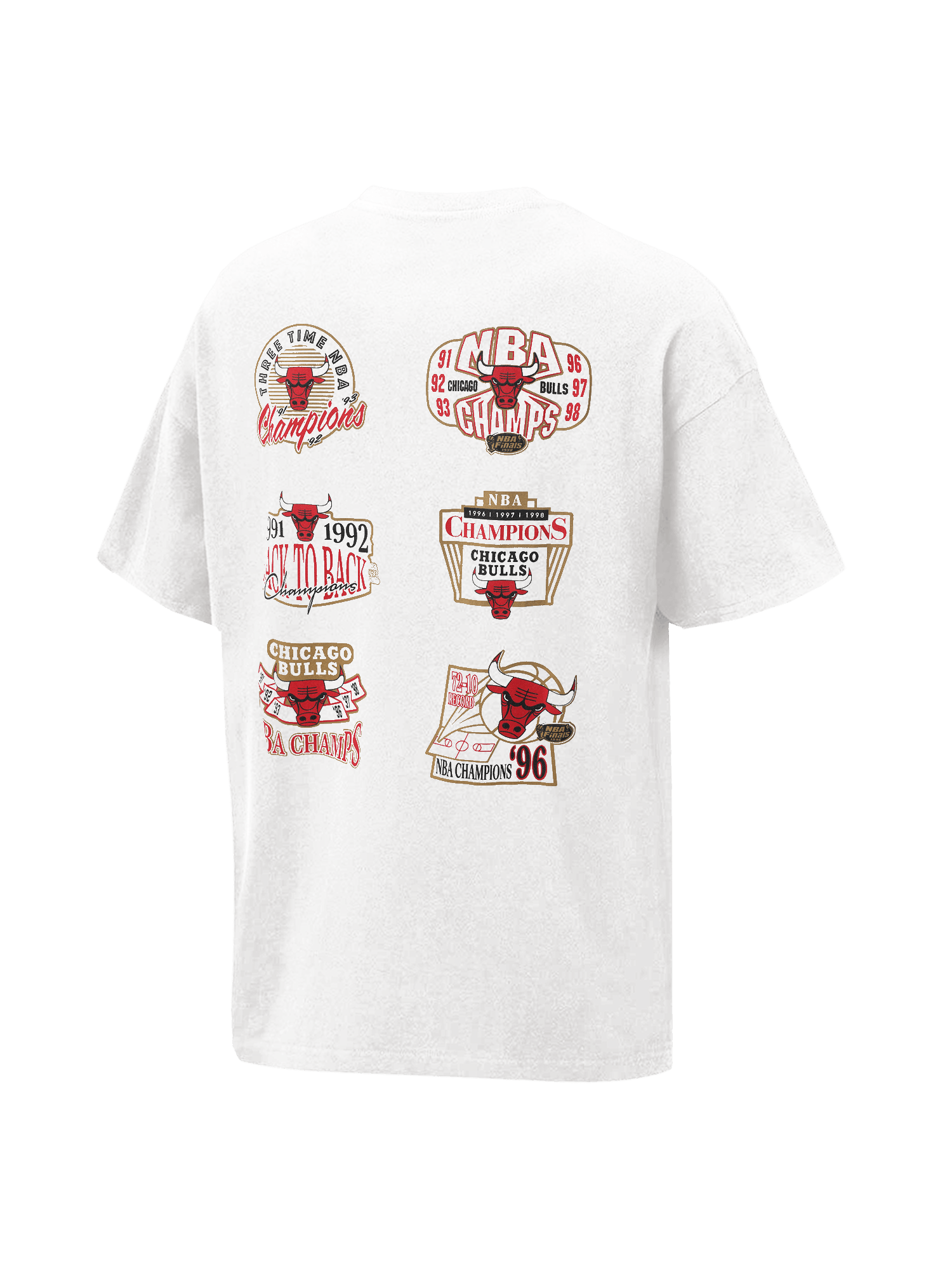 Mitchell And Ness T-Shirts Chicago Bulls Mitchell & Ness NBA Champs History Vintage T-Shirt - Vintage White