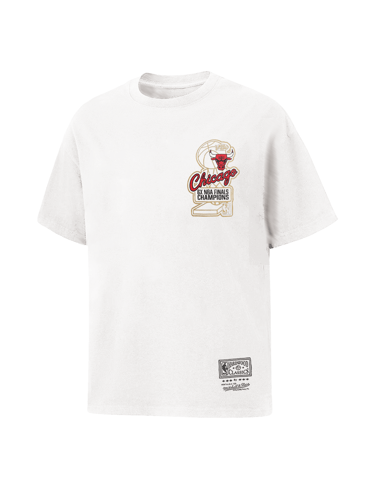 Mitchell And Ness T-Shirts Chicago Bulls Mitchell & Ness NBA Champs History Vintage T-Shirt - Vintage White