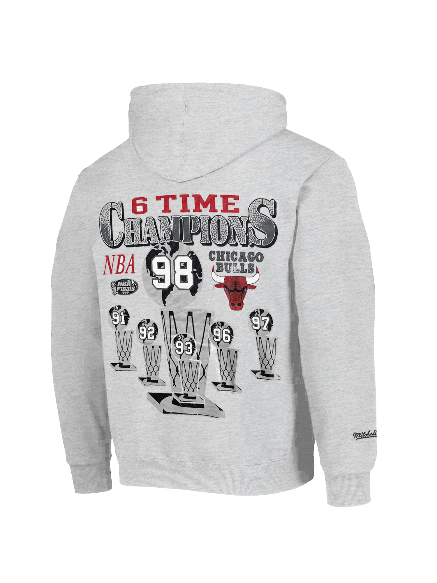 Mitchell And Ness Jumpers Chicago Bulls Mitchell & Ness NBA Champs Trophy Vintage Hoodie Jumper - Silver Marle