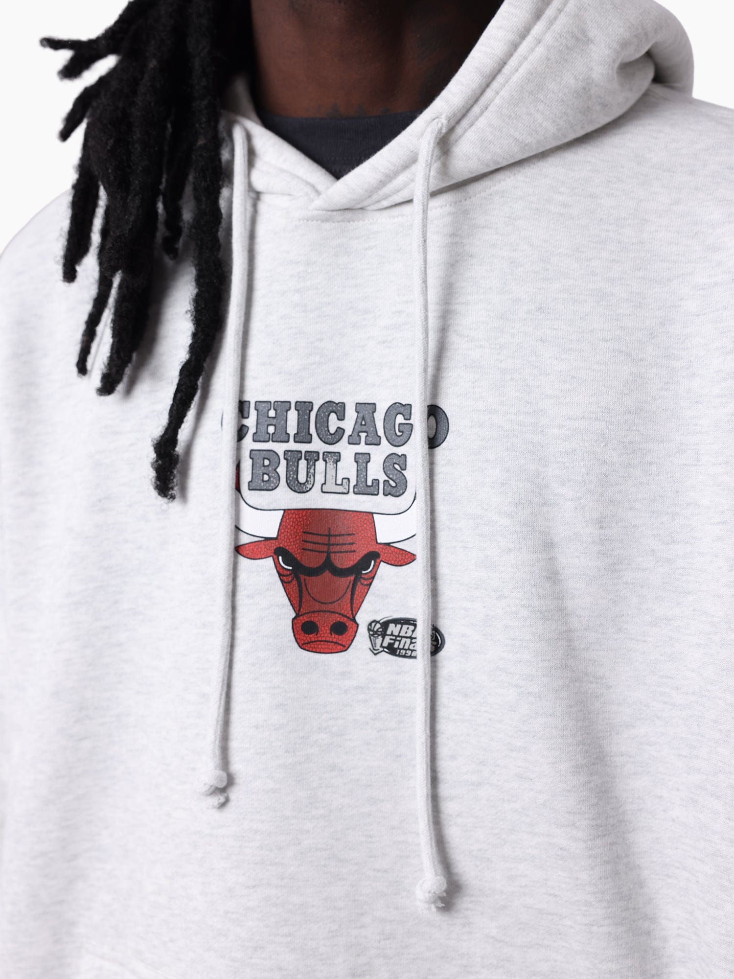 Mitchell And Ness Jumpers Chicago Bulls Mitchell & Ness NBA Champs Trophy Vintage Hoodie Jumper - Silver Marle
