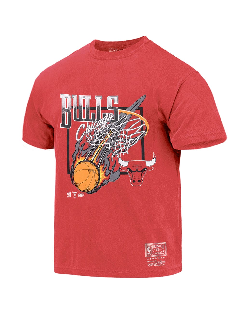Mitchell And Ness T-Shirts Chicago Bulls Mitchell & Ness NBA Fireball Vintage T-Shirt - Faded Red