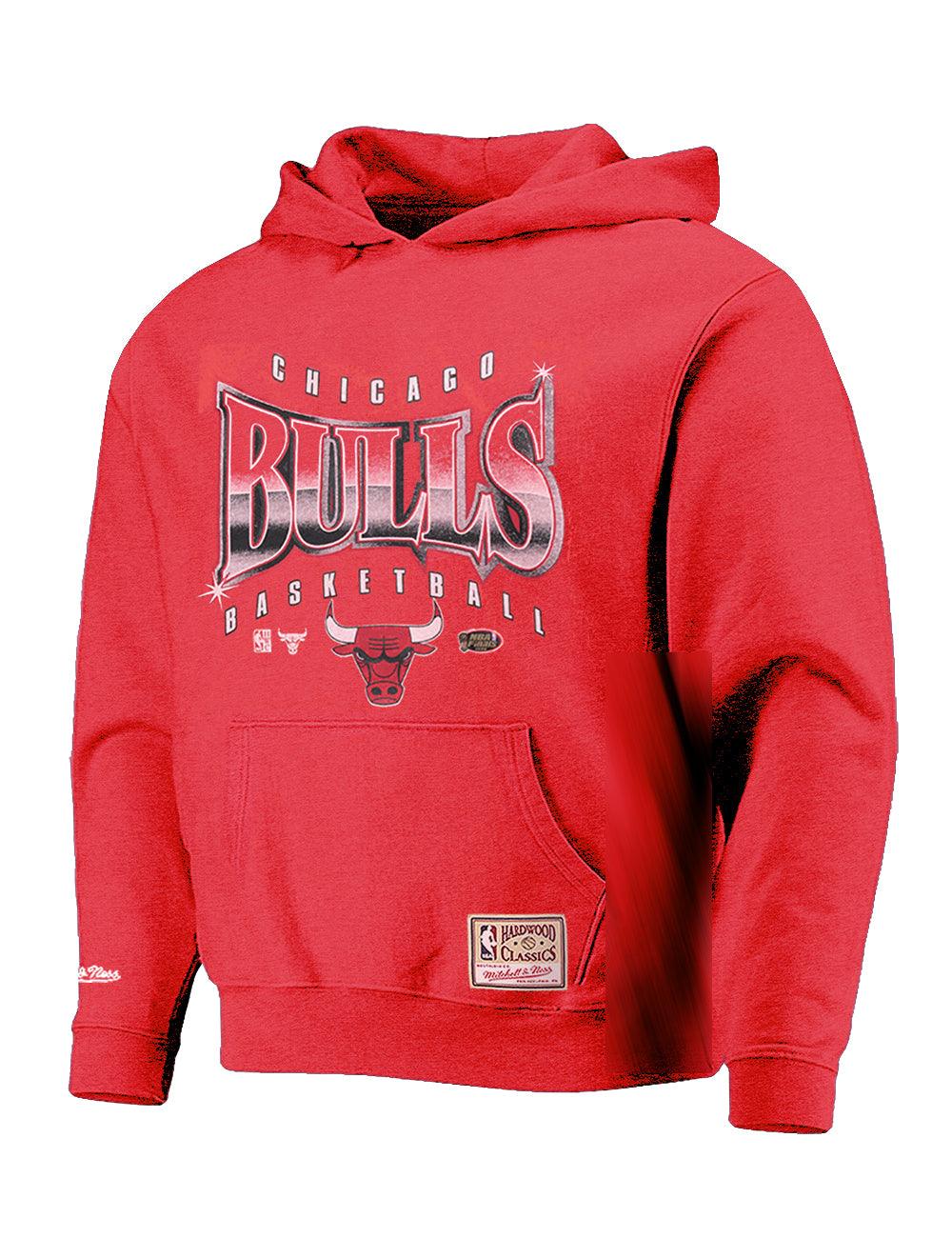 Mitchell And Ness Jumpers Chicago Bulls Mitchell & Ness NBA Glow Up Vintage Hoodie Jumper - Faded Red