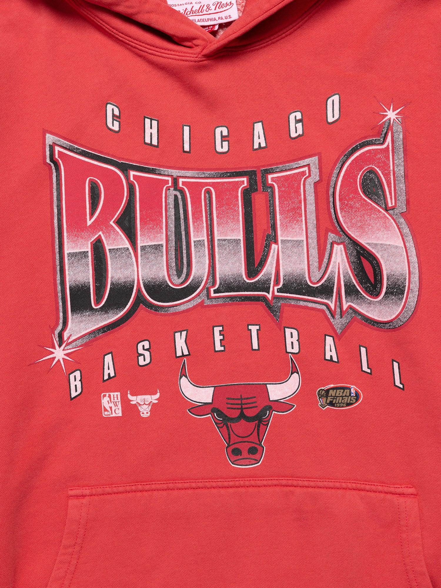 Mitchell And Ness Jumpers Chicago Bulls Mitchell & Ness NBA Glow Up Vintage Hoodie Jumper - Faded Red
