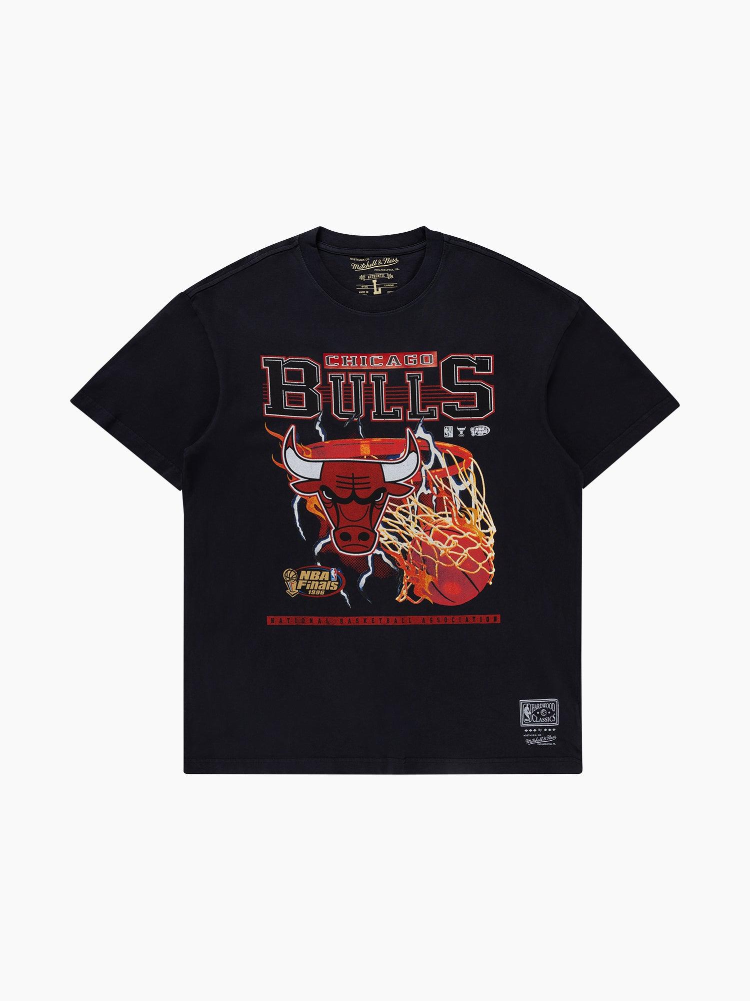 Mitchell And Ness T-Shirts Chicago Bulls Mitchell & Ness NBA Lightning Hoop Vintage T-Shirt - Black