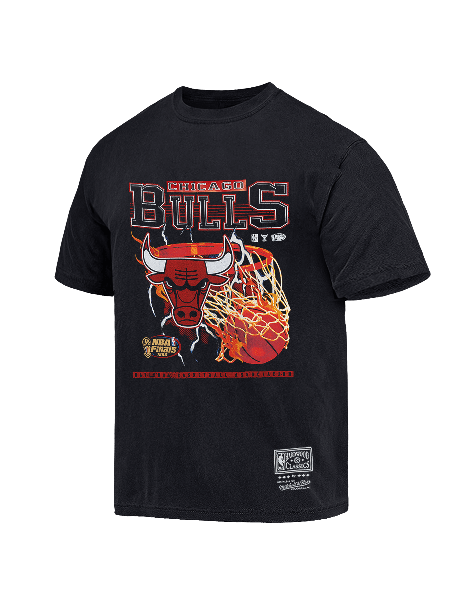 Mitchell And Ness T-Shirts Chicago Bulls Mitchell & Ness NBA Lightning Hoop Vintage T-Shirt - Black