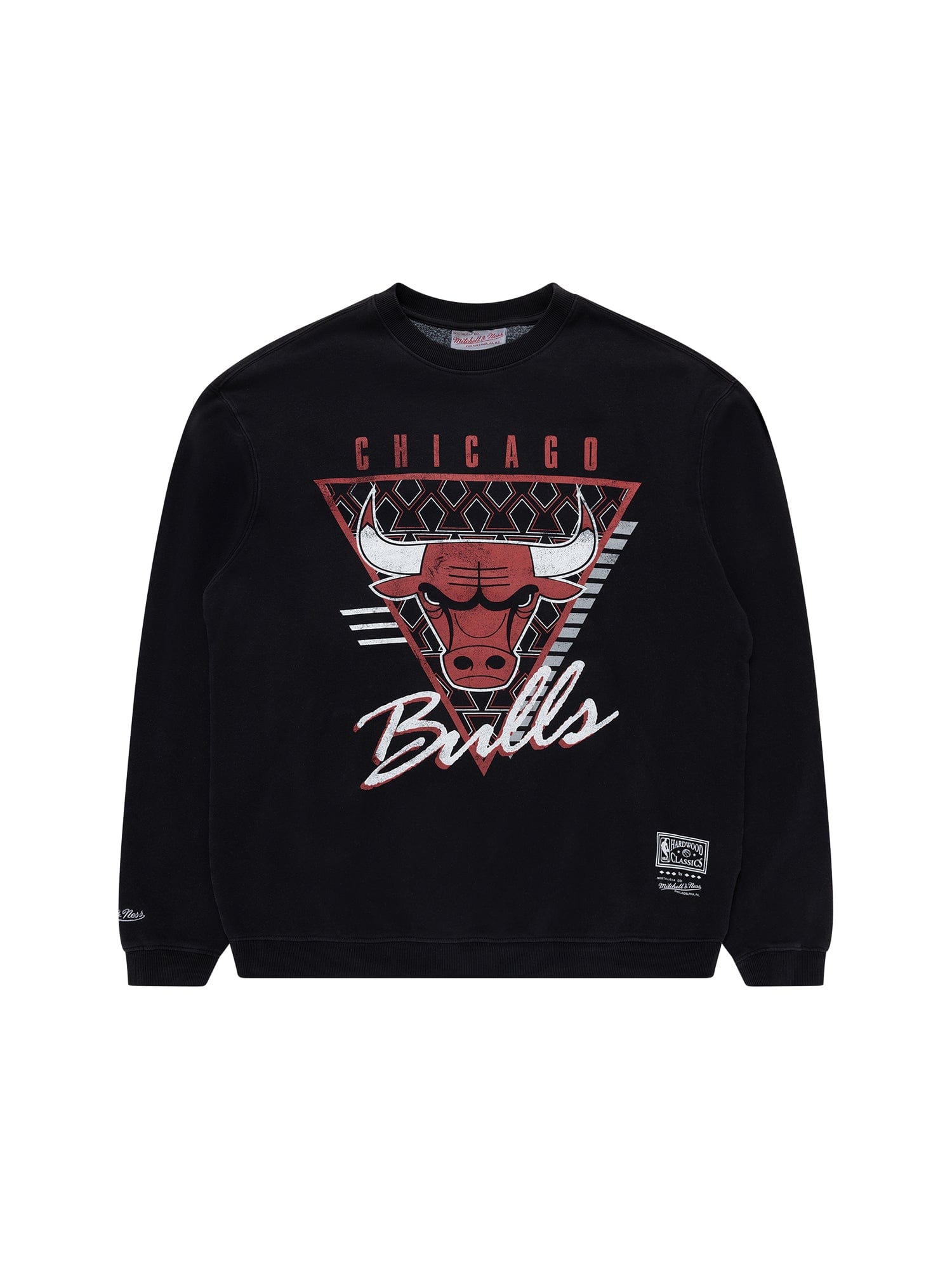 Mitchell And Ness Jumpers Chicago Bulls Mitchell & Ness NBA Tri Logo Vintage Crew Jumper - Faded Black