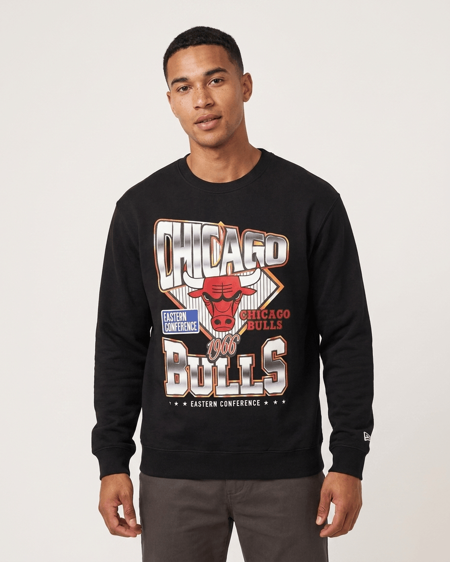 New Era Jumpers Chicago Bulls New Era NBA Inaugural Crew Jumper - Black