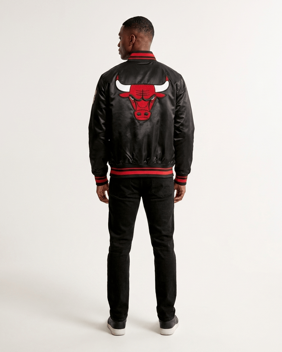 Pro Standard Jackets Chicago Bulls Pro Standard NBA Retro Classic Lightweight Satin Jacket - Black