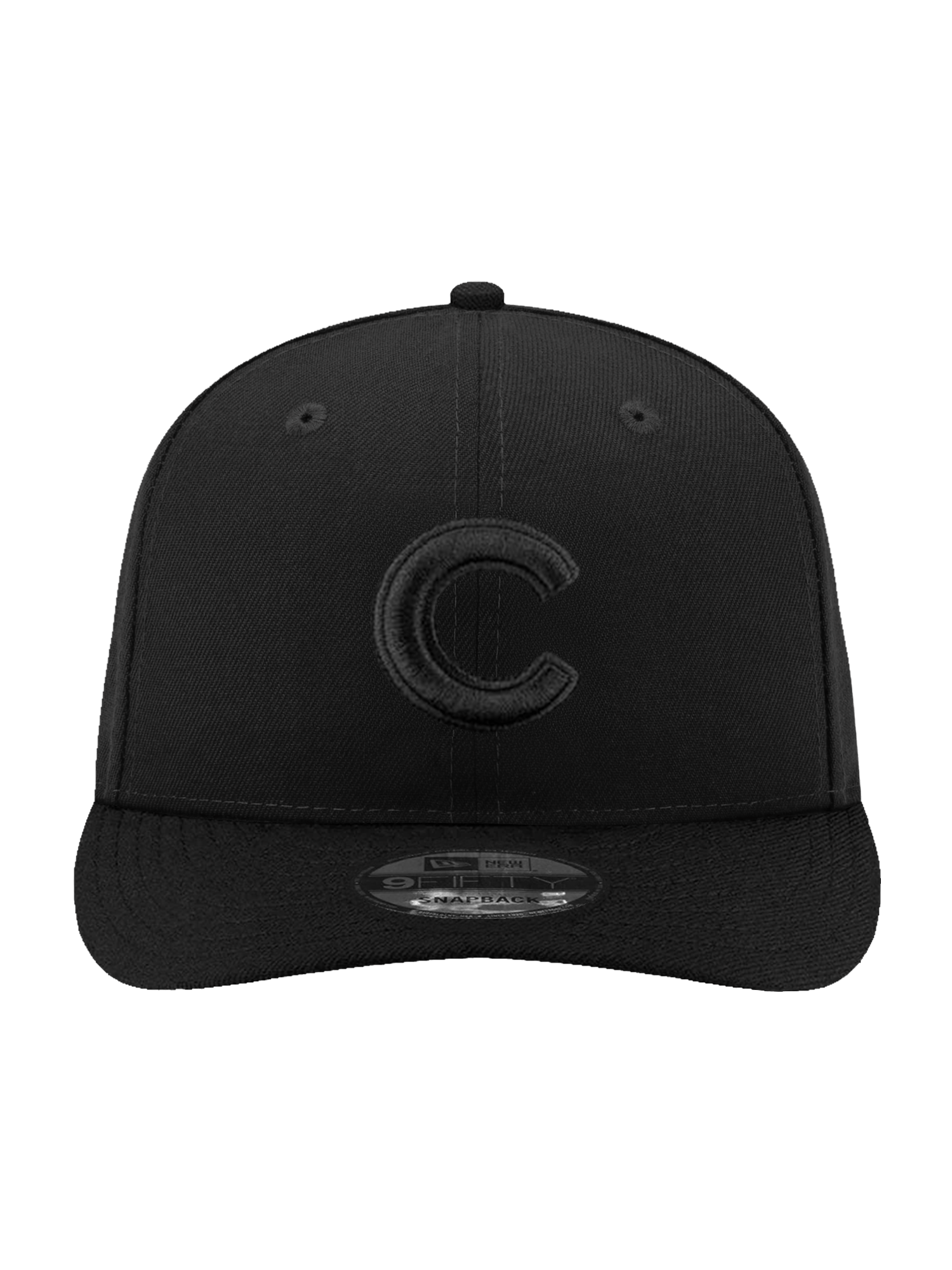 New Era Caps OSFA Chicago Cubs New Era MLB Black On Black 9FIFTY Pre-Curved Snapback Hat
