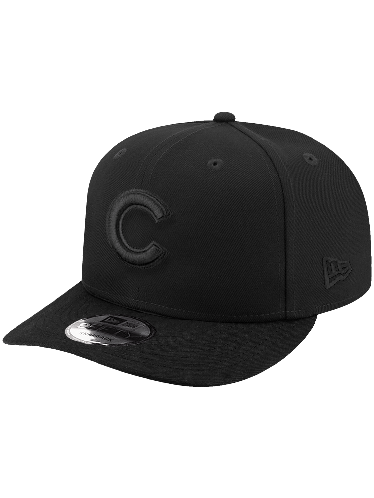 New Era Caps OSFA Chicago Cubs New Era MLB Black On Black 9FIFTY Pre-Curved Snapback Hat