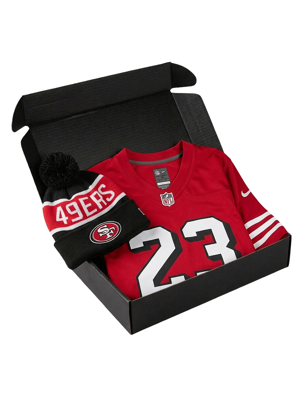 US Sports HQ Gift Boxes Christian McCaffrey San Francisco 49ers NFL Jersey & Beanie Gift Box