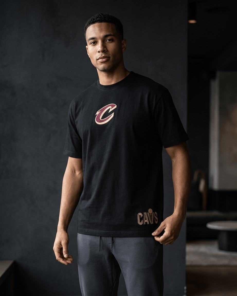 Pro Standard T-Shirts Cleveland Cavaliers Pro Standard NBA Wingspan Drop Shoulder T-Shirt - Black