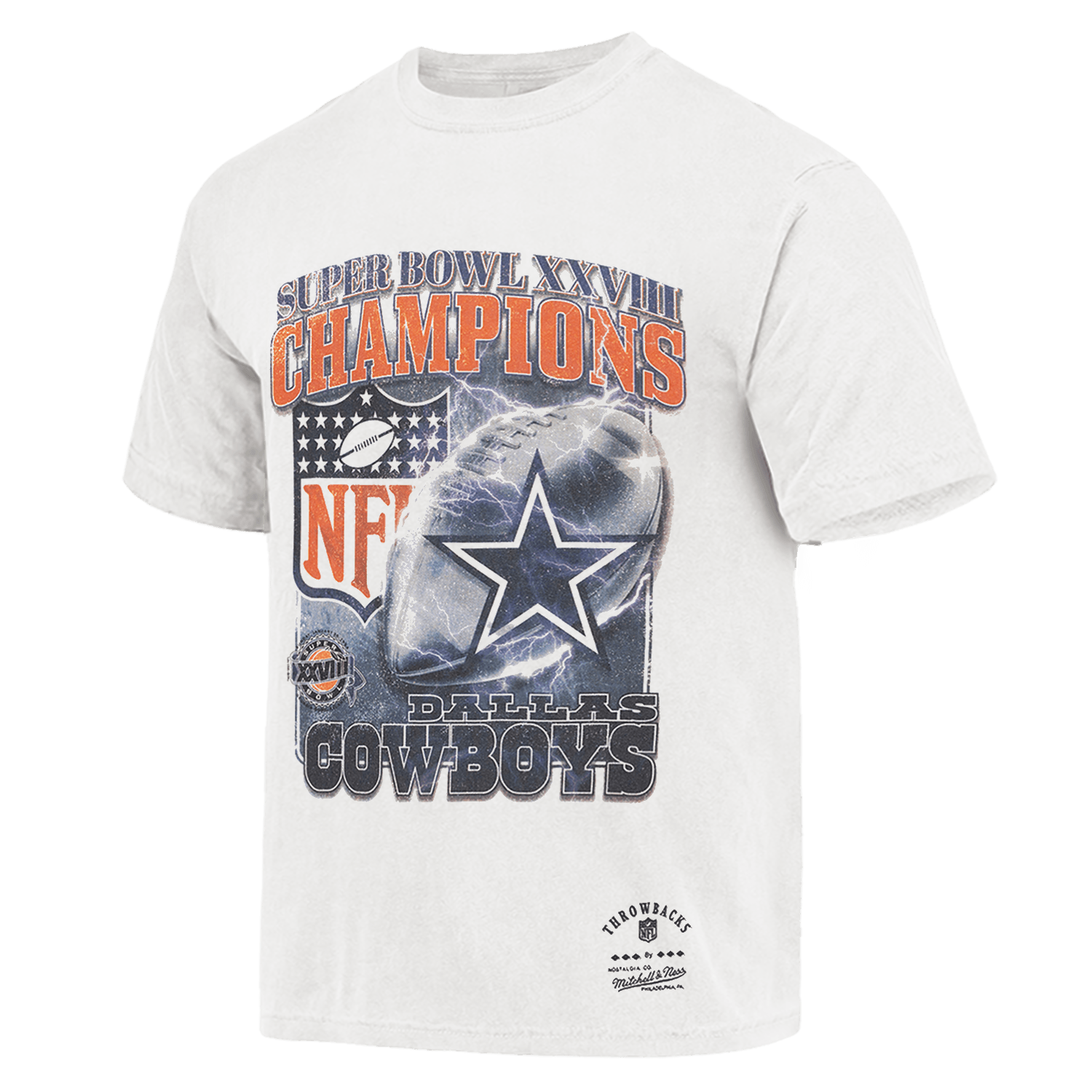 Mitchell And Ness T-Shirts Dallas Cowboys Mitchell & Ness NFL SB XXVIII Champs Vintage T-Shirt - Vintage White