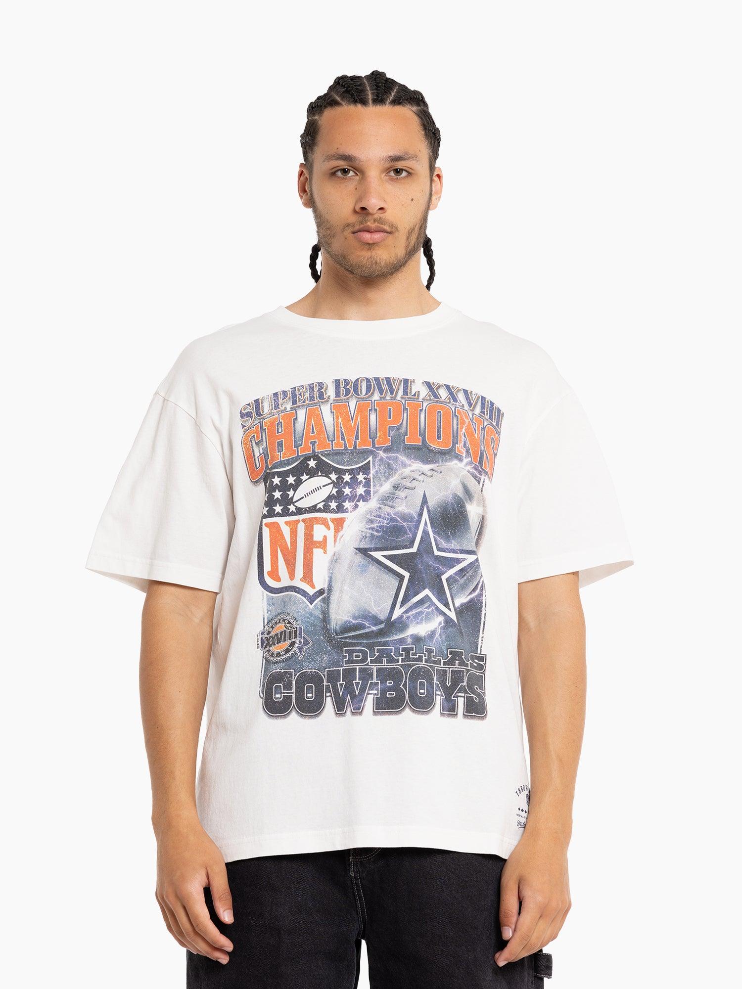 Mitchell And Ness T-Shirts Dallas Cowboys Mitchell & Ness NFL SB XXVIII Champs Vintage T-Shirt - Vintage White