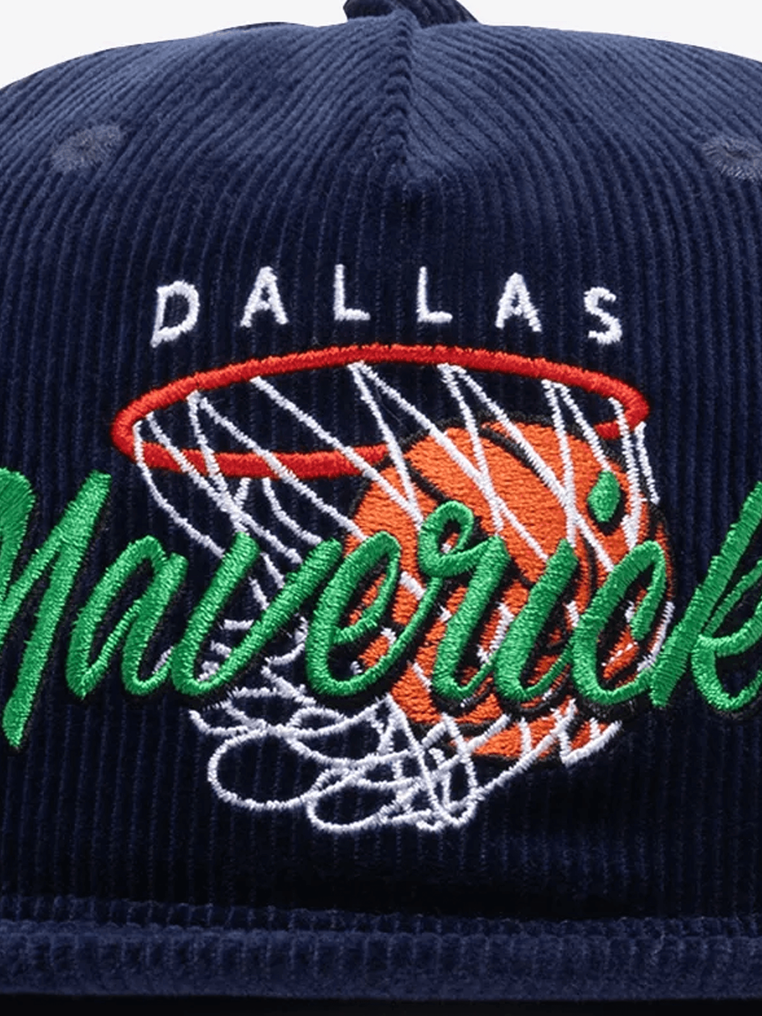 Mitchell And Ness Caps Dallas Mavericks Mitchell & Ness NBA Net Deadstock Pre-Curved Snapback Hat - Navy