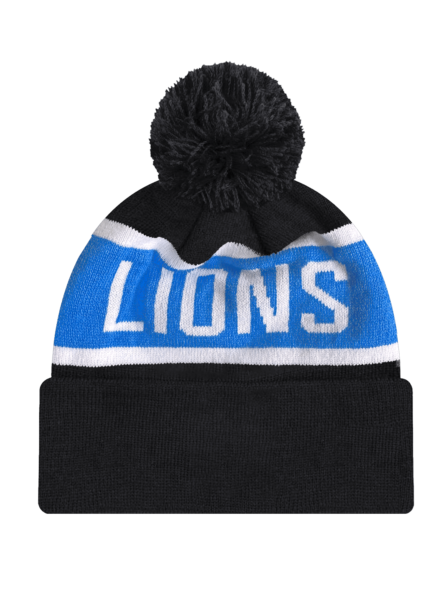 New Era Beanies Detroit Lions New Era NFL Team Spell Pom Knit Beanie - Black