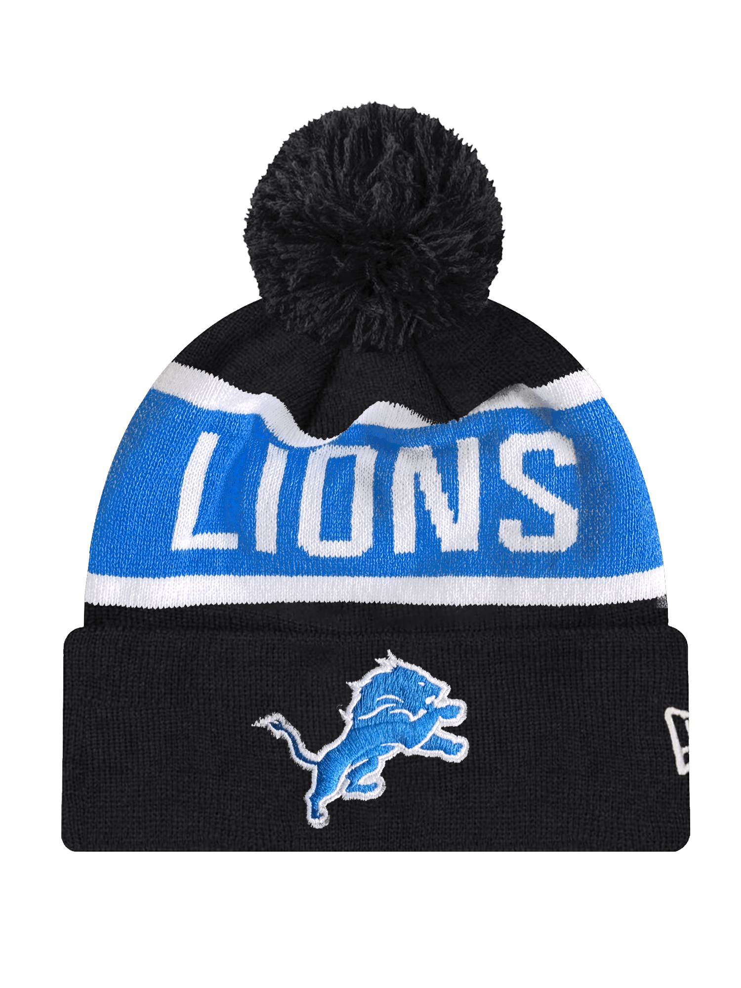 New Era Beanies Detroit Lions New Era NFL Team Spell Pom Knit Beanie - Black