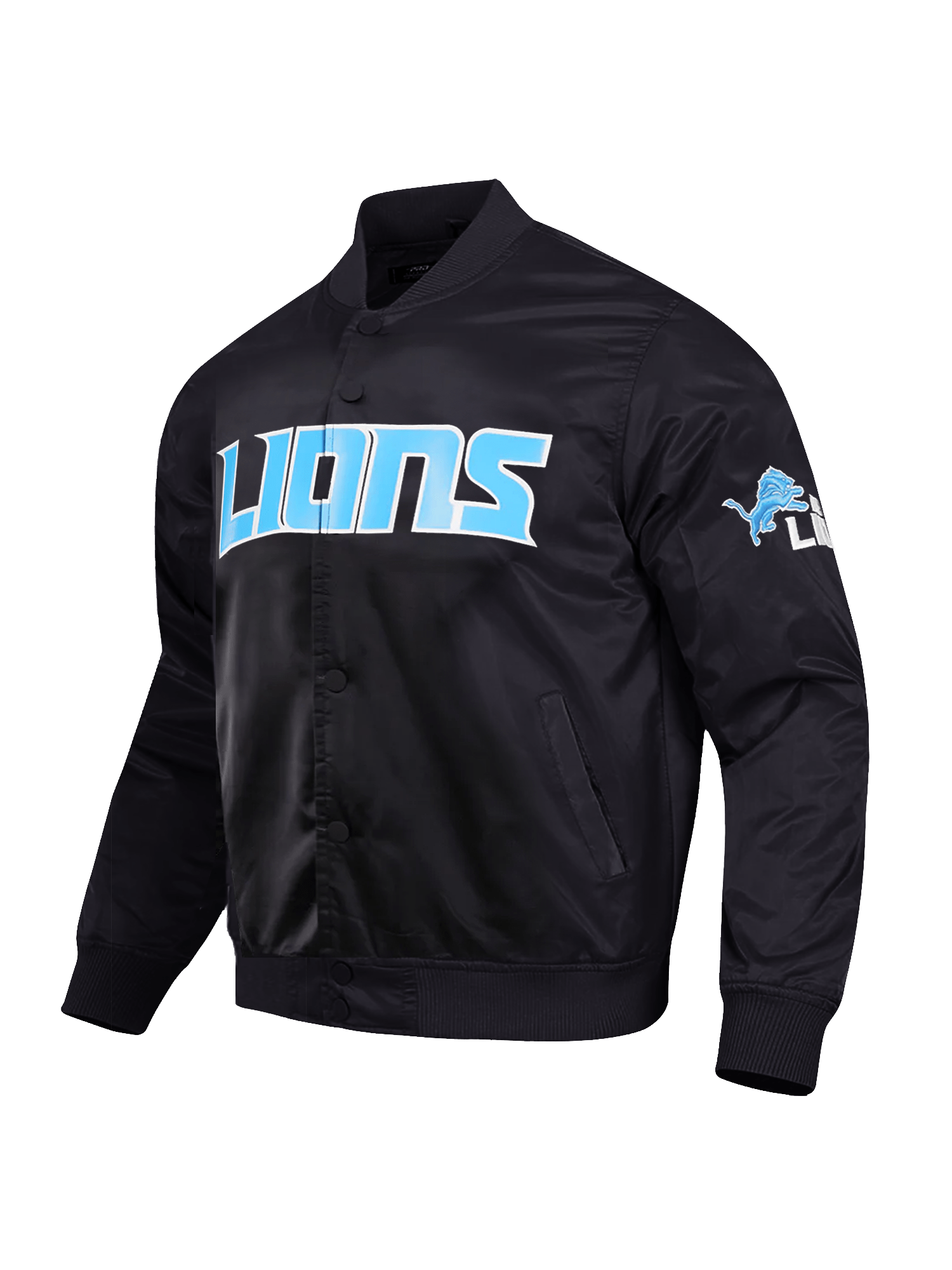 Pro Standard Jackets Detroit Lions Pro Standard NFL Team Classic Satin Button Jacket - Black