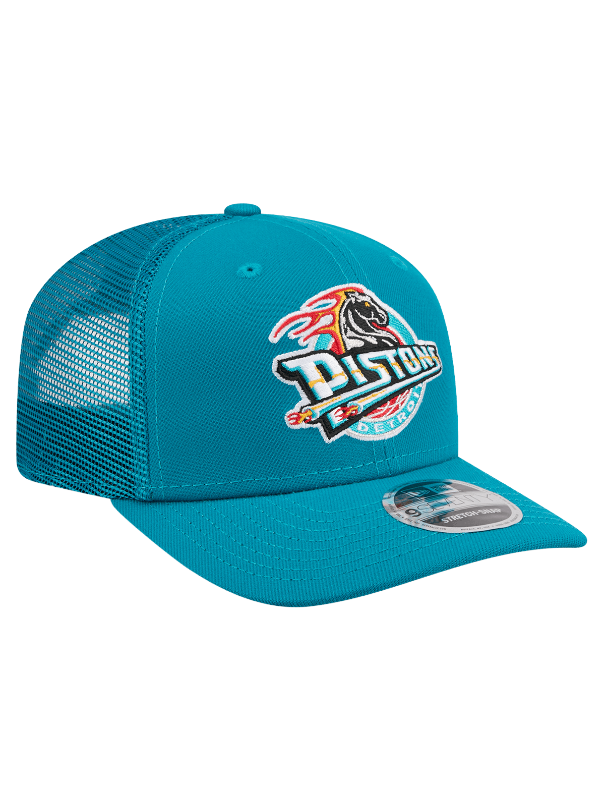 New Era Caps Detroit Pistons New Era NBA HWC 9SEVENTY Trucker Stretch Snapback Hat - Turqoise