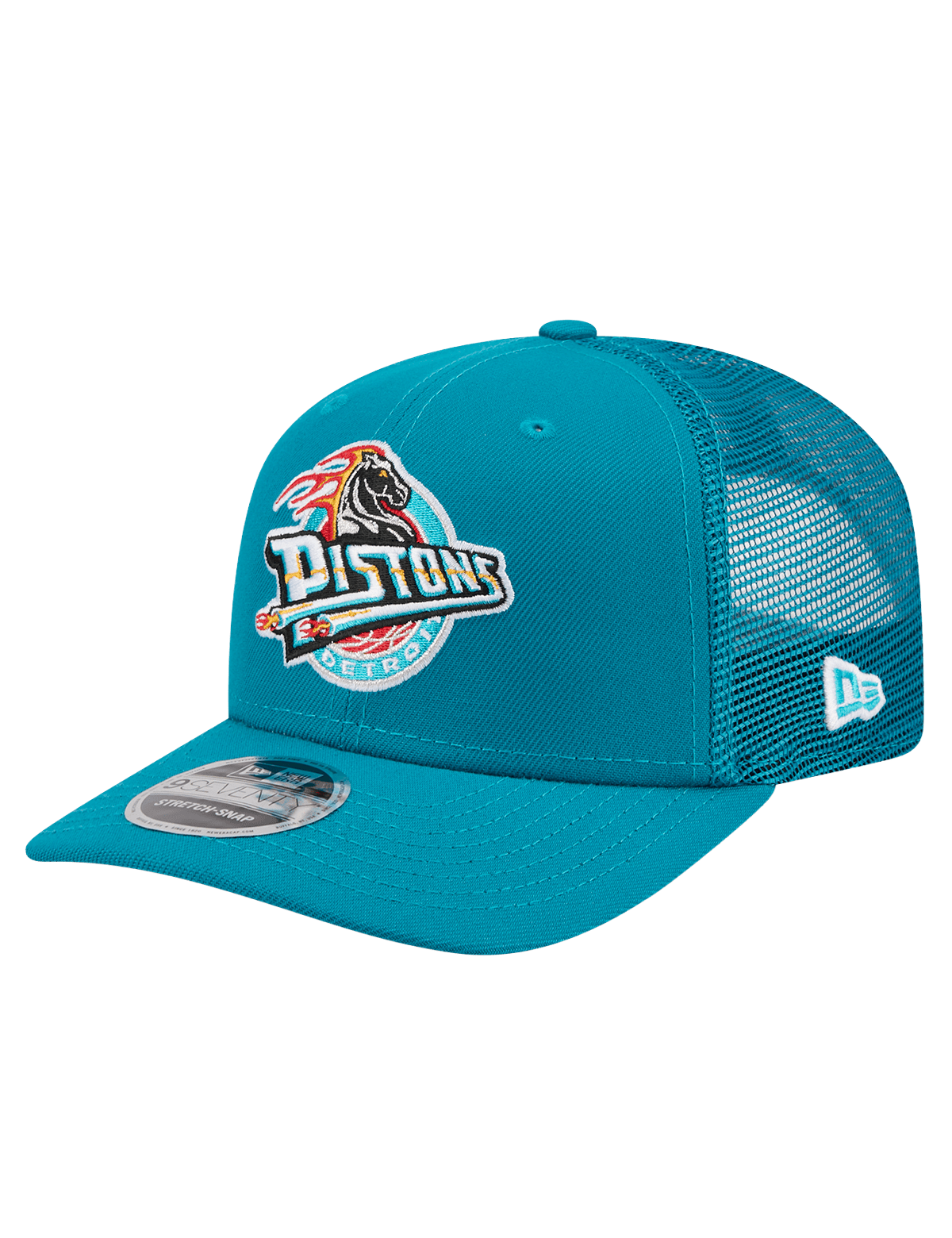 New Era Caps Detroit Pistons New Era NBA HWC 9SEVENTY Trucker Stretch Snapback Hat - Turqoise