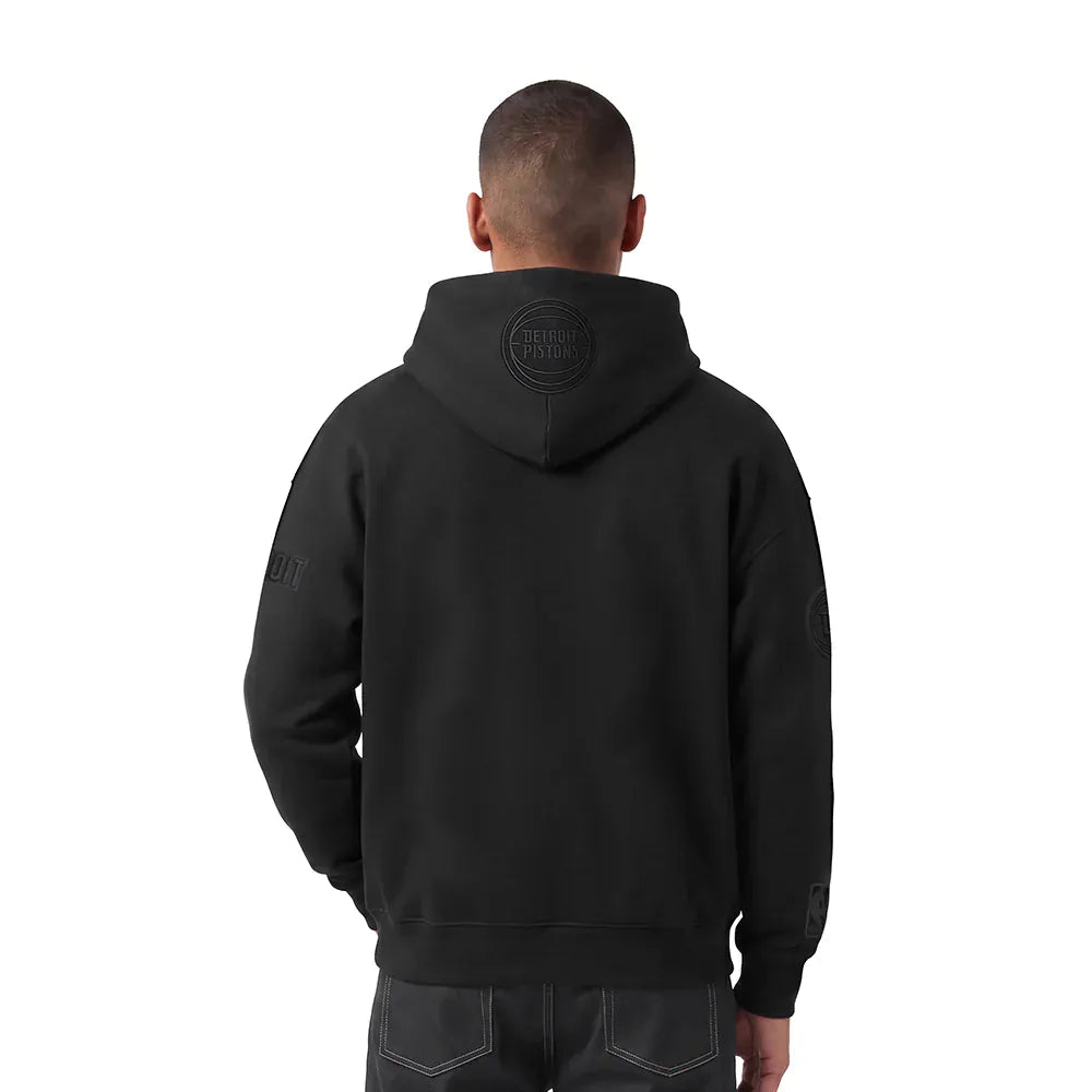 Pro Standard Jumpers Detroit Pistons Pro Standard NBA Black On Black Drop Shoulder Hoodie Jumper