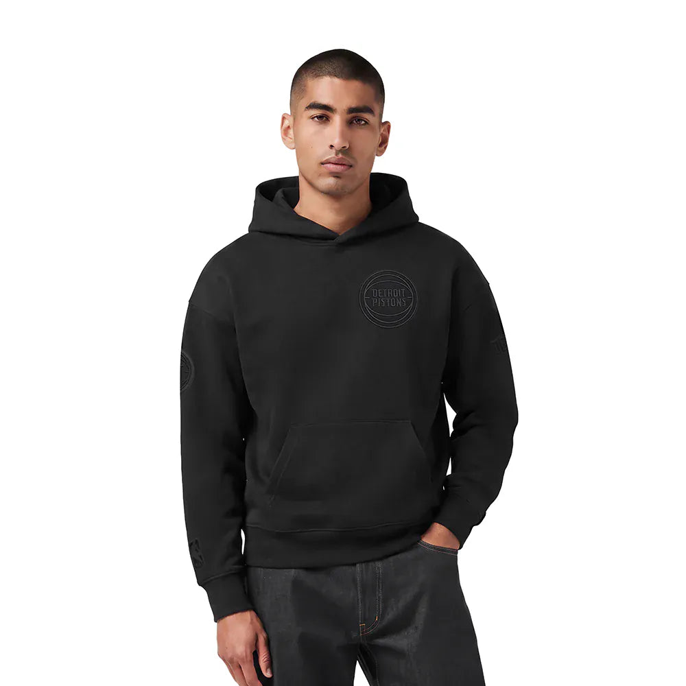 Pro Standard Jumpers Detroit Pistons Pro Standard NBA Black On Black Drop Shoulder Hoodie Jumper