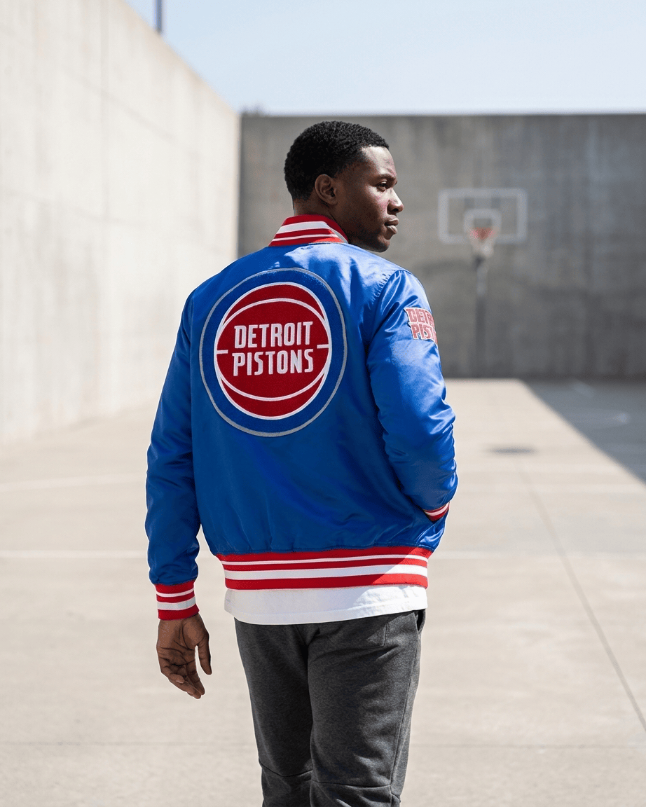 Pro Standard Jackets Detroit Pistons Pro Standard NBA Retro Classic Lightweight Satin Jacket - Blue