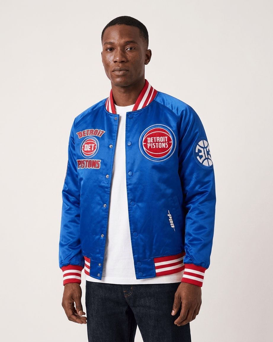 Pro Standard Jackets Detroit Pistons Pro Standard NBA Retro Classic Lightweight Satin Jacket - Blue