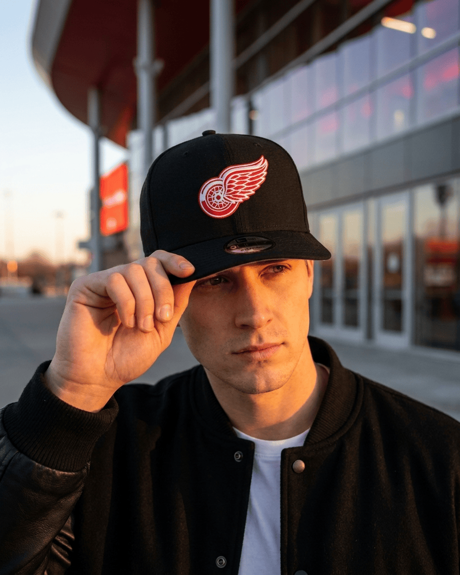 New Era Caps Detroit Red Wings New Era NHL Team 9FIFTY Pre-Curved Snapback Hat - Black