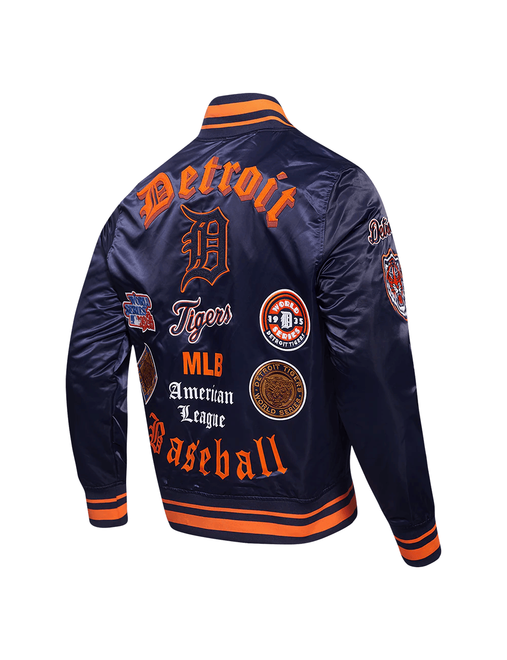Pro Standard Jackets Detroit Tigers Pro Standard MLB Old English Lightweight Satin Jacket - Navy