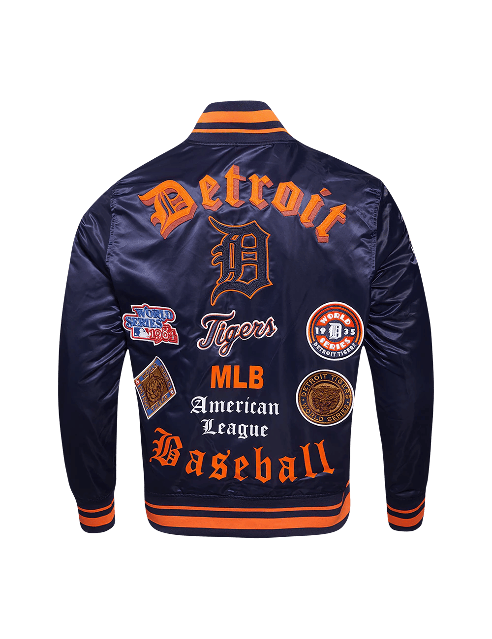 Pro Standard Jackets Detroit Tigers Pro Standard MLB Old English Lightweight Satin Jacket - Navy