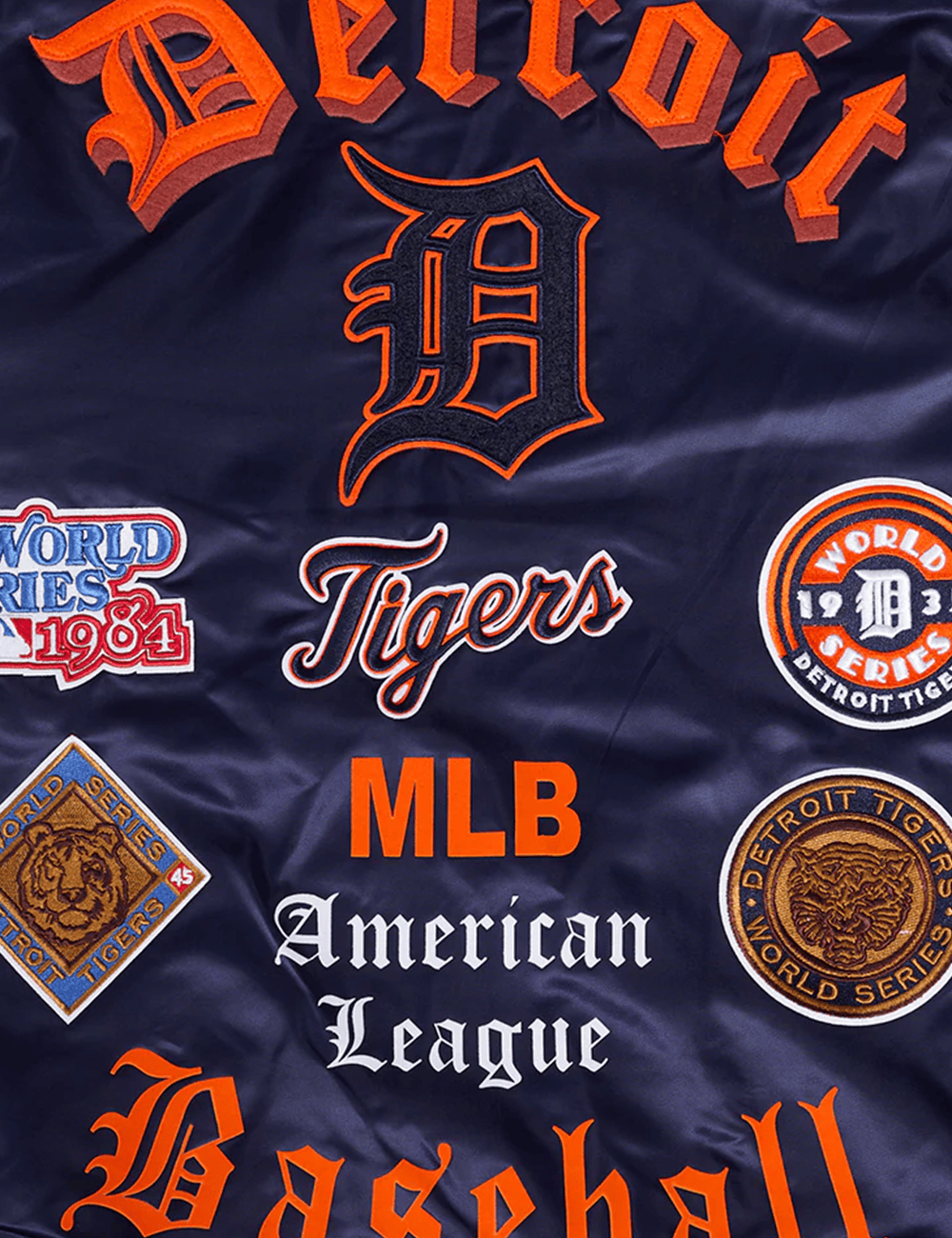 Pro Standard Jackets Detroit Tigers Pro Standard MLB Old English Lightweight Satin Jacket - Navy