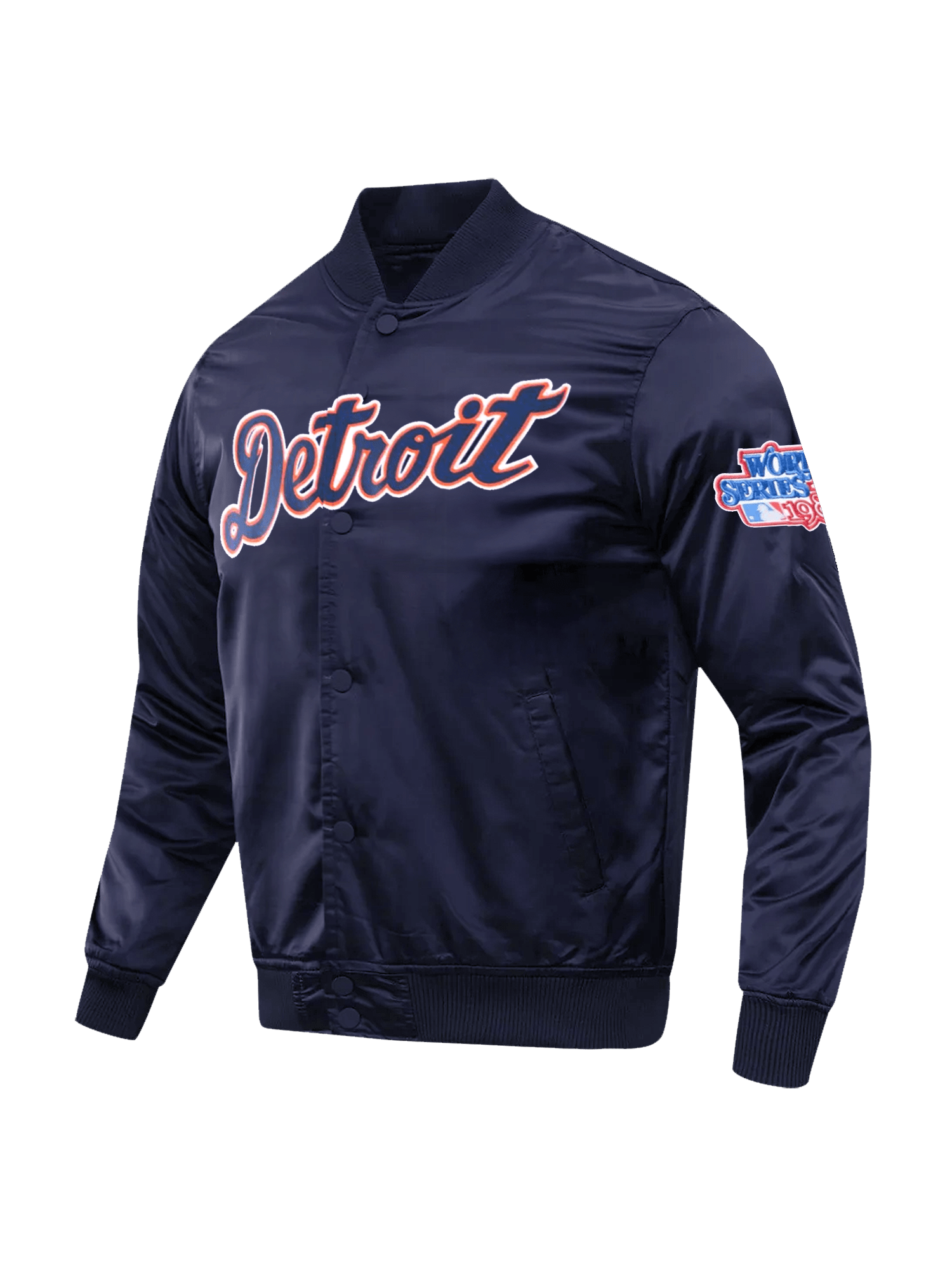 Pro Standard Jackets Detroit Tigers Pro Standard MLB Team Classic Satin Button Jacket - Navy