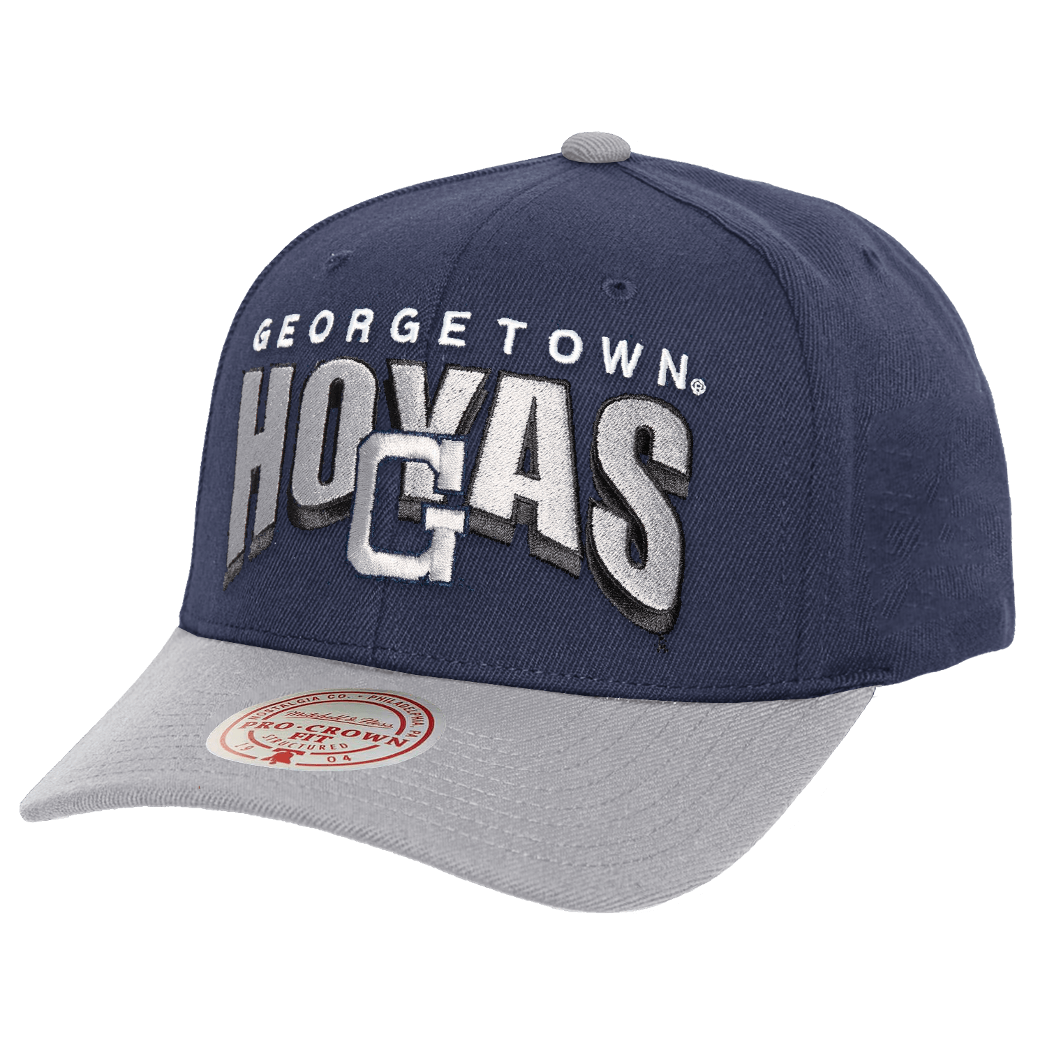 Mitchell And Ness Caps Georgetown Hoyas Mitchell & Ness NCAA Boom Text Snapback Hat - Navy