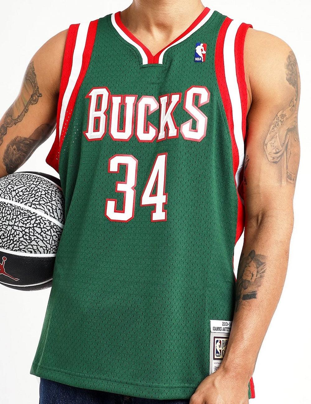 Mitchell And Ness Jerseys Giannis Antetokounmpo Milwaukee Bucks Mitchell & Ness NBA 13-14 Swingman Jersey - Green