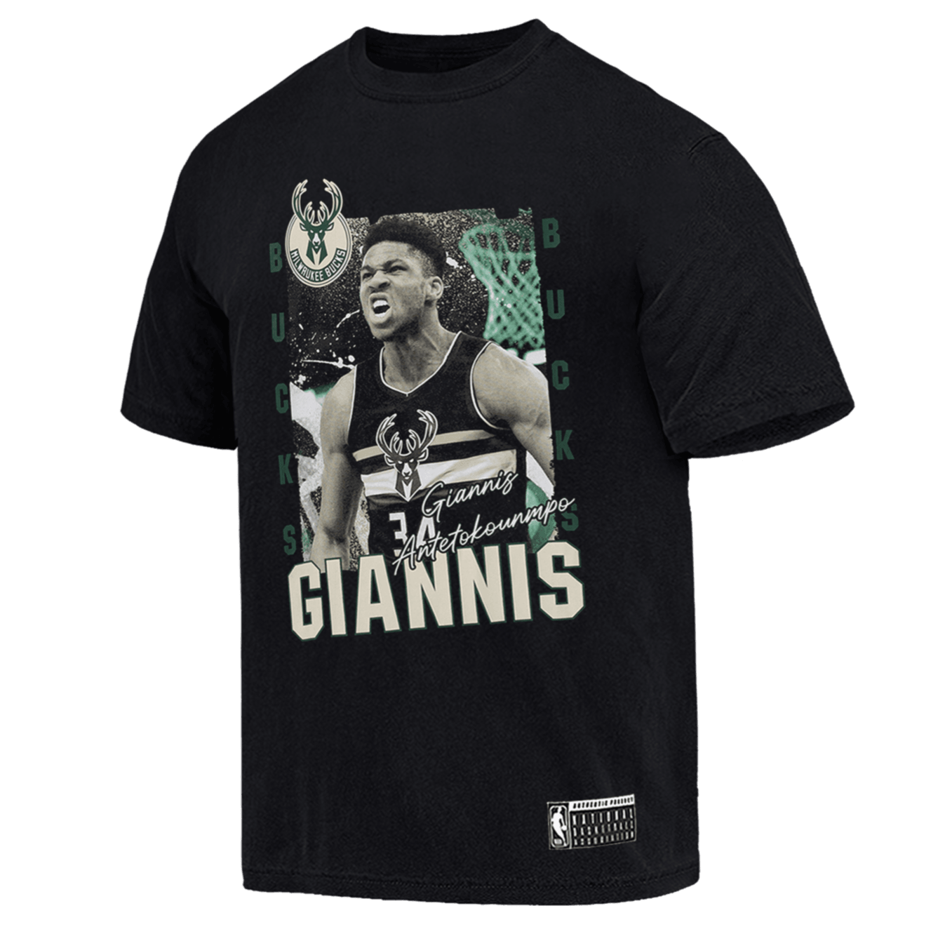 NBA Essentials T-Shirts Giannis Antetokounmpo Milwaukee Bucks NBA Essentials Vintage T-Shirt - Black