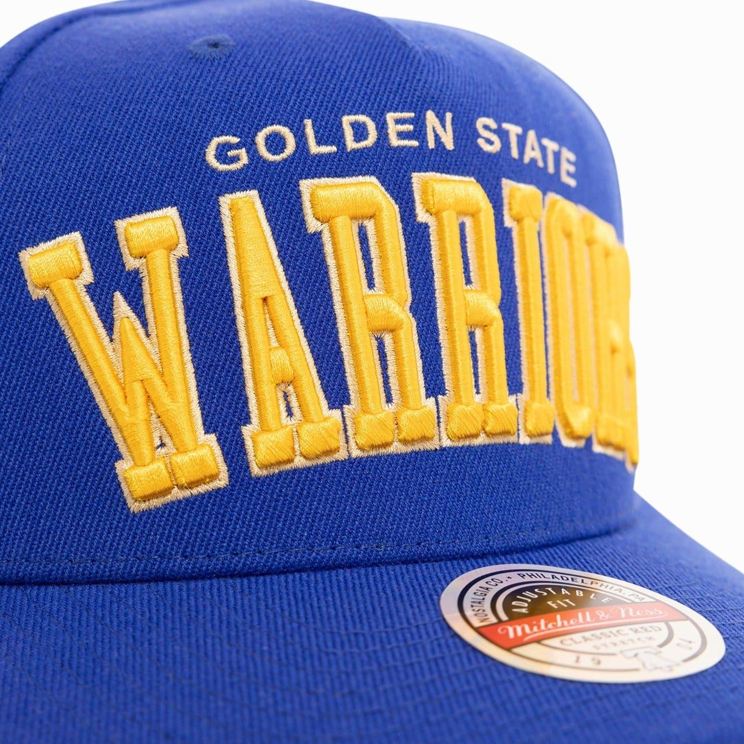 Mitchell And Ness Caps Golden State Warriors Mitchell & Ness NBA Wordmark Pro Crown Snapback Hat - Blue