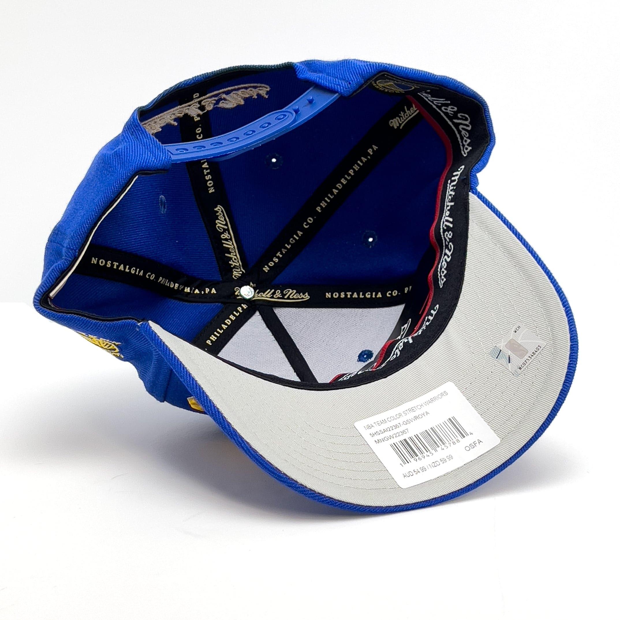 Mitchell And Ness Caps Golden State Warriors Mitchell & Ness NBA Wordmark Pro Crown Snapback Hat - Blue