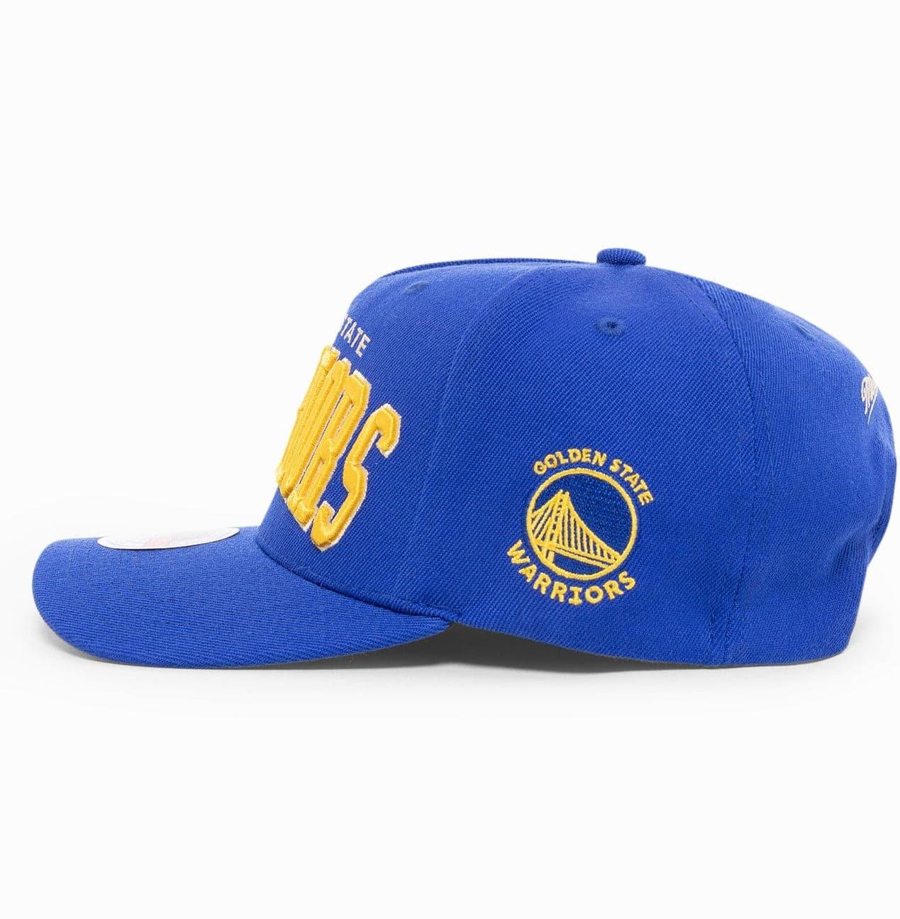 Mitchell And Ness Caps Golden State Warriors Mitchell & Ness NBA Wordmark Pro Crown Snapback Hat - Blue