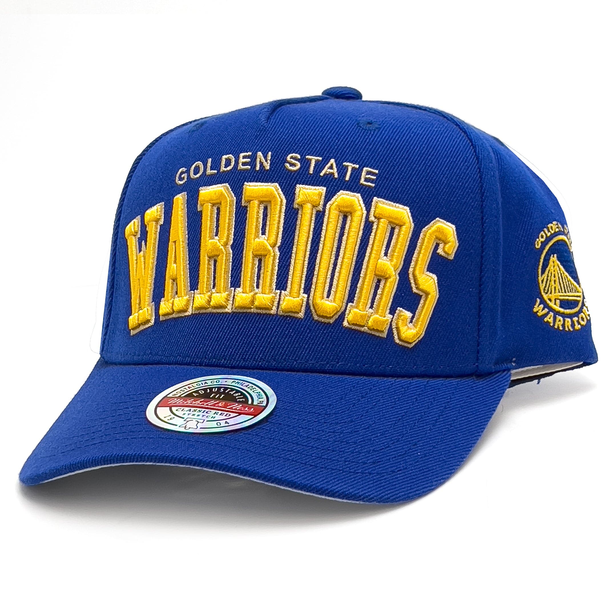 Mitchell And Ness Caps Golden State Warriors Mitchell & Ness NBA Wordmark Pro Crown Snapback Hat - Blue