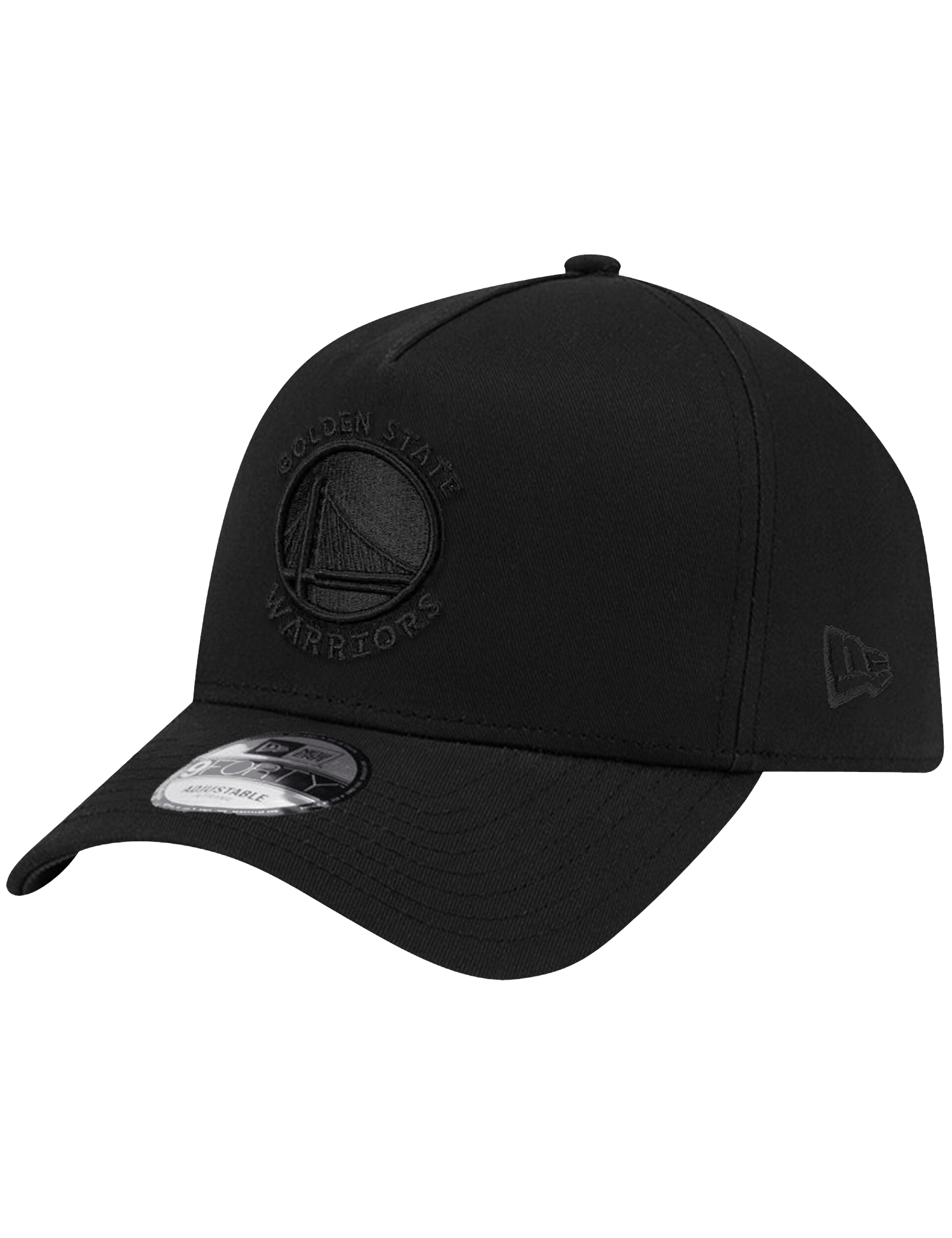 New Era Caps Golden State Warriors New Era NBA Black On Black 9FORTY A-Frame Snapback Hat
