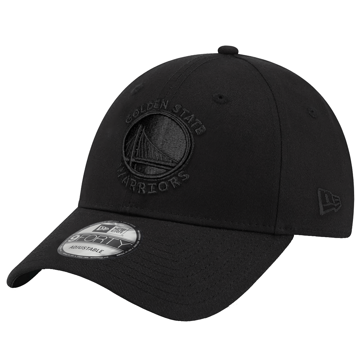 New Era Caps Golden State Warriors New Era NBA Black On Black 9FORTY Strapback Hat