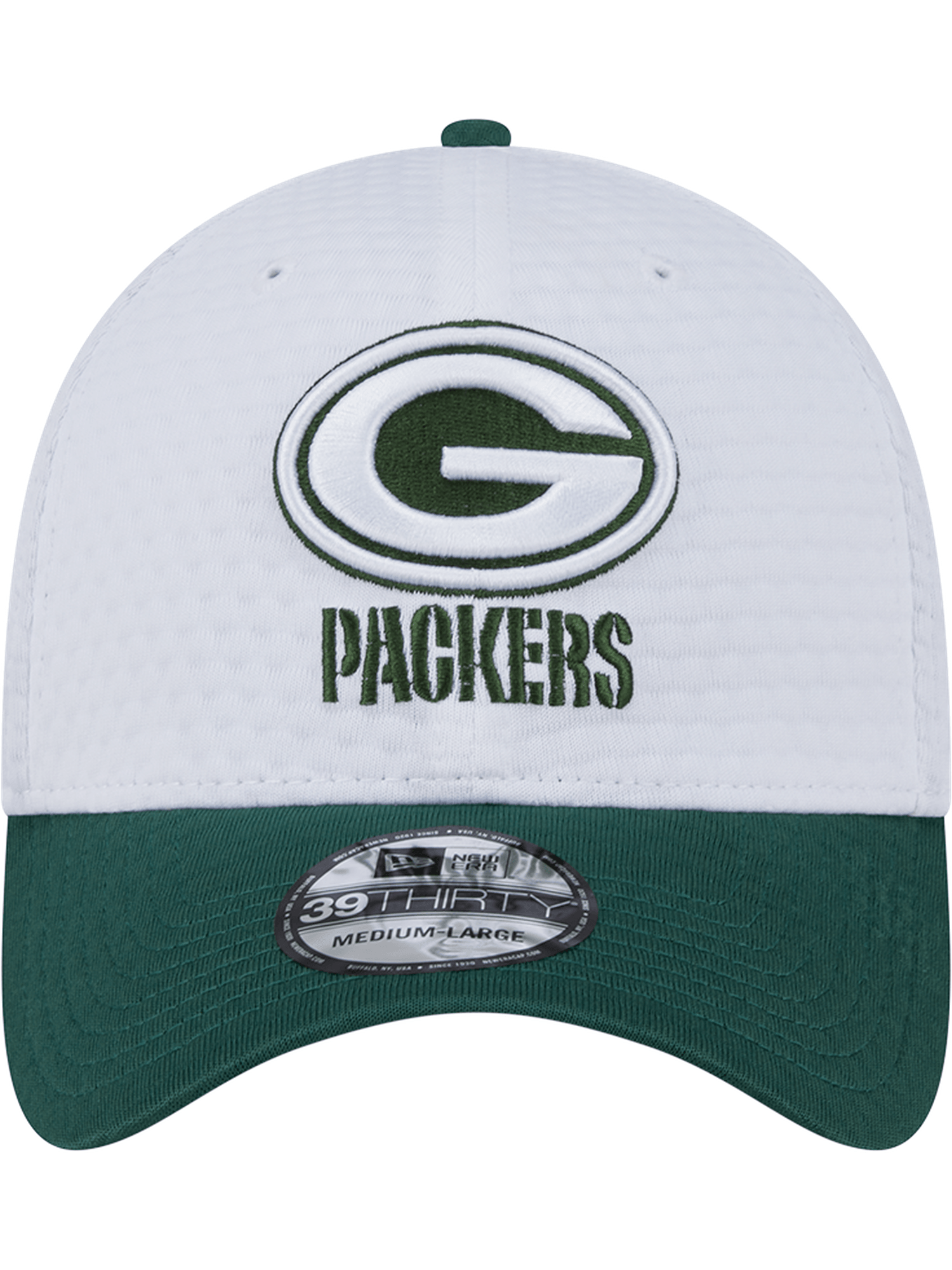 New Era Caps Green Bay Packers New Era NFL 24 Training 39THIRTY Stretch-Fit Hat - White