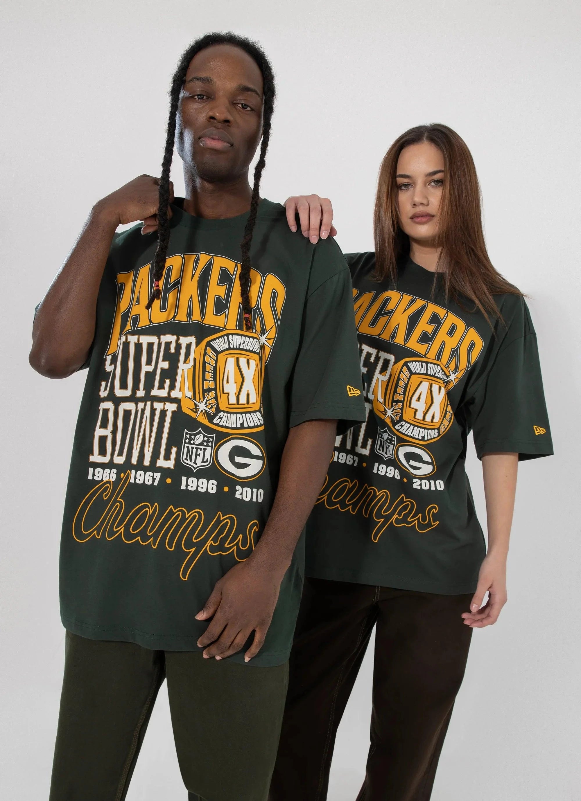 New Era T-Shirts Green Bay Packers New Era NFL 4x Champs Oversized T-Shirt - Green