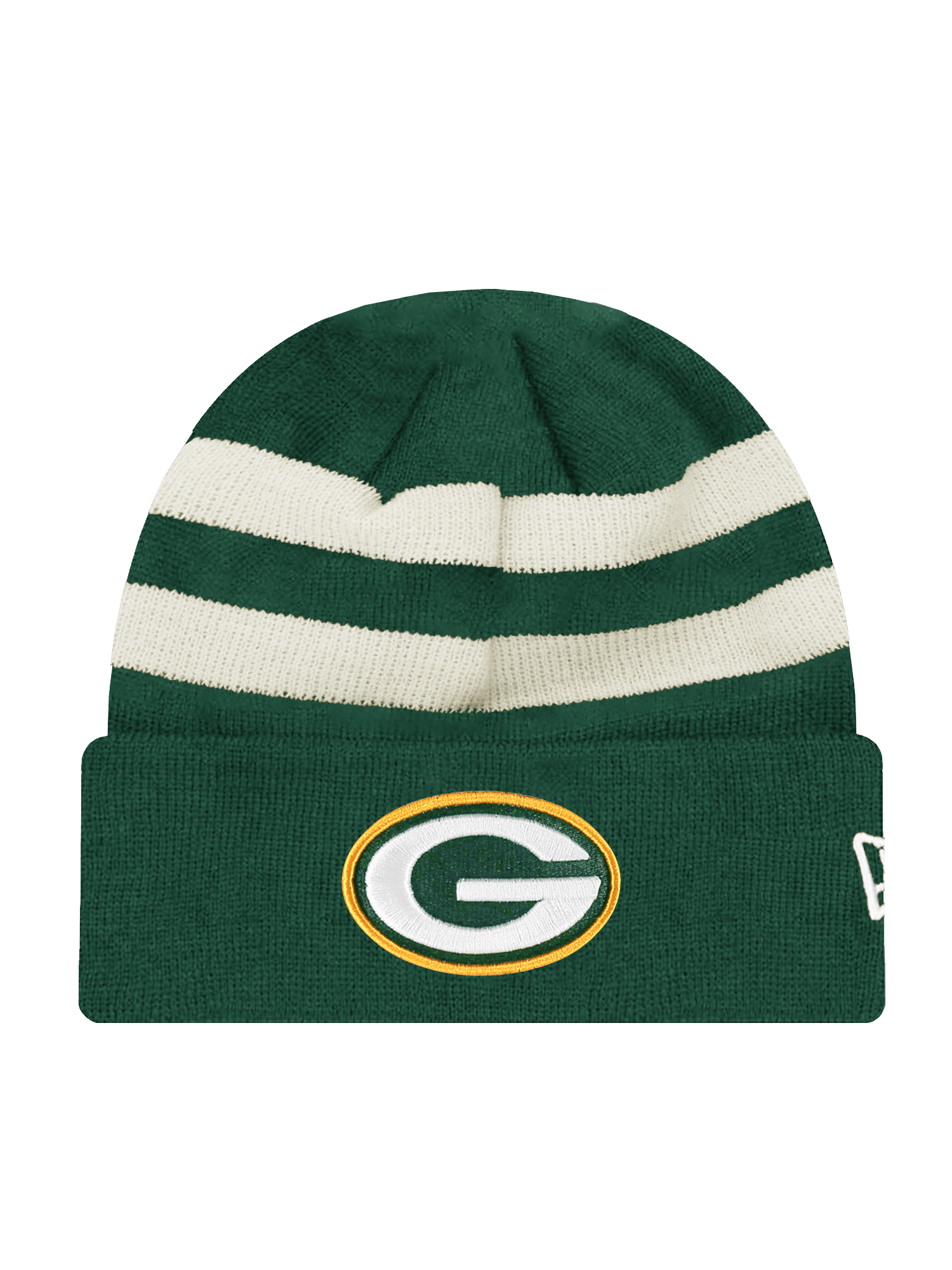 New Era Beanies Green Bay Packers New Era NFL Ivory Stripe Knit Beanie - Green