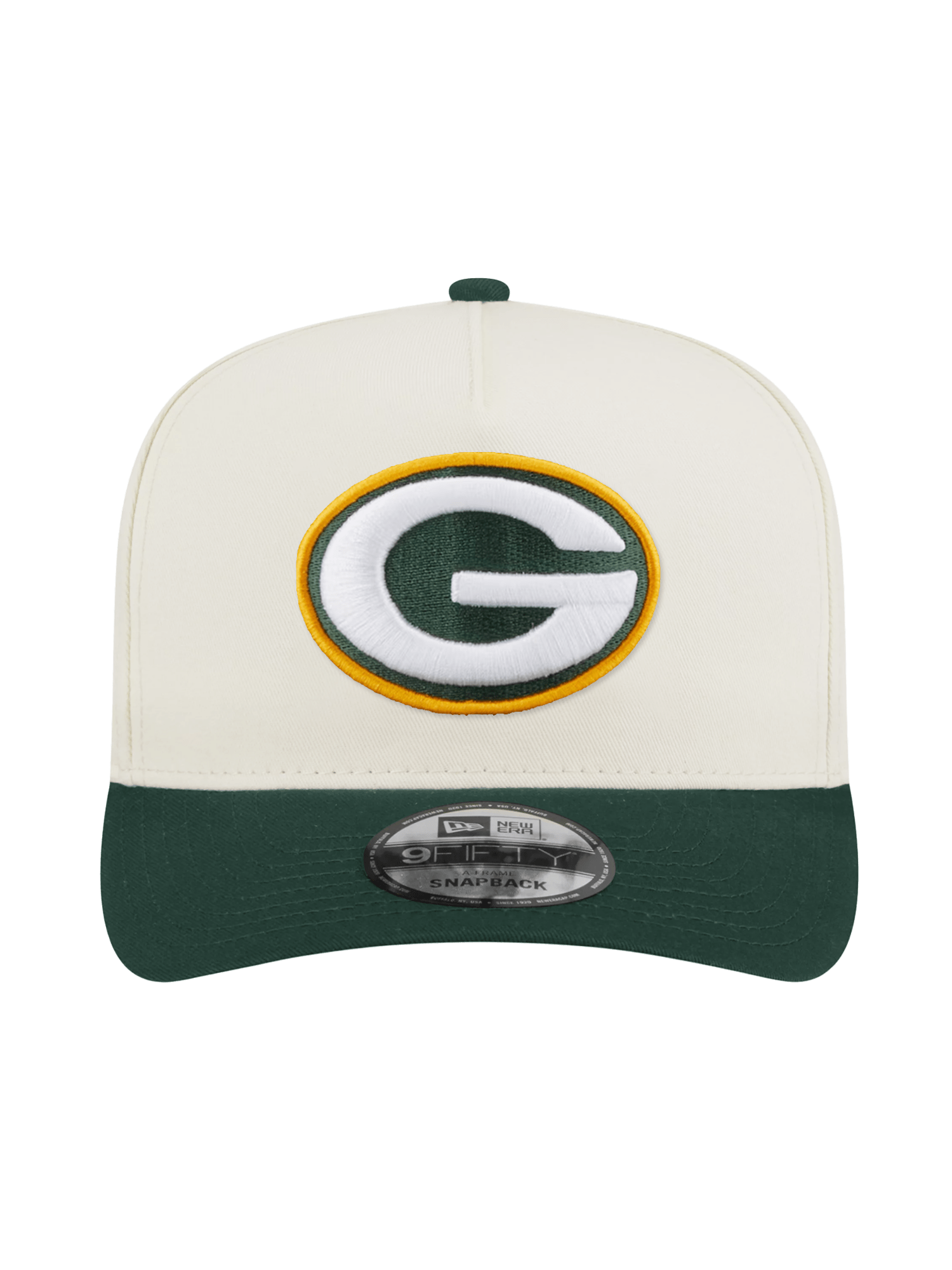 New Era Caps Green Bay Packers New Era NFL Team 2T 9FIFTY A-Frame Pre-Curved Snapback Hat - Chrome