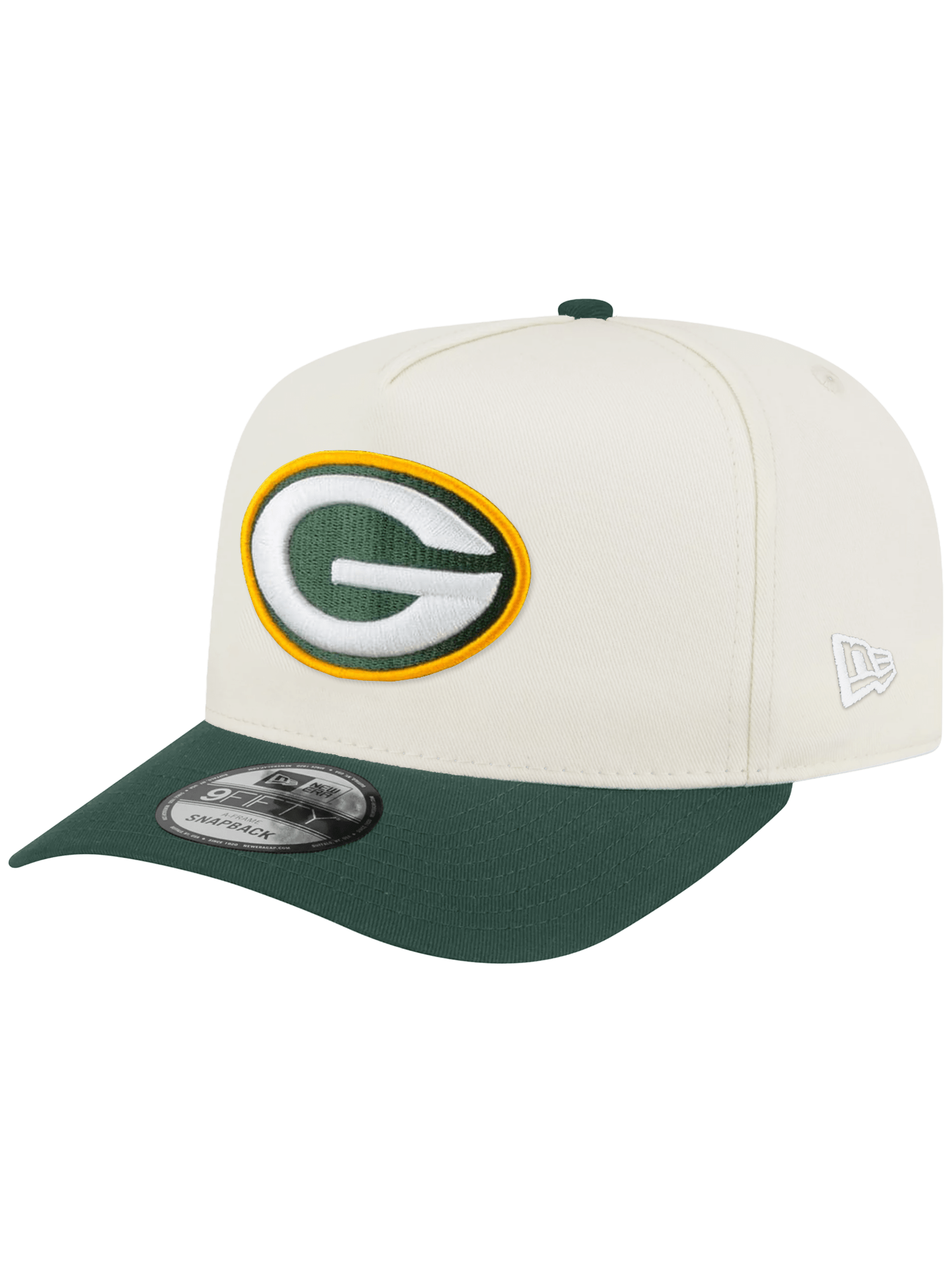 New Era Caps Green Bay Packers New Era NFL Team 2T 9FIFTY A-Frame Pre-Curved Snapback Hat - Chrome