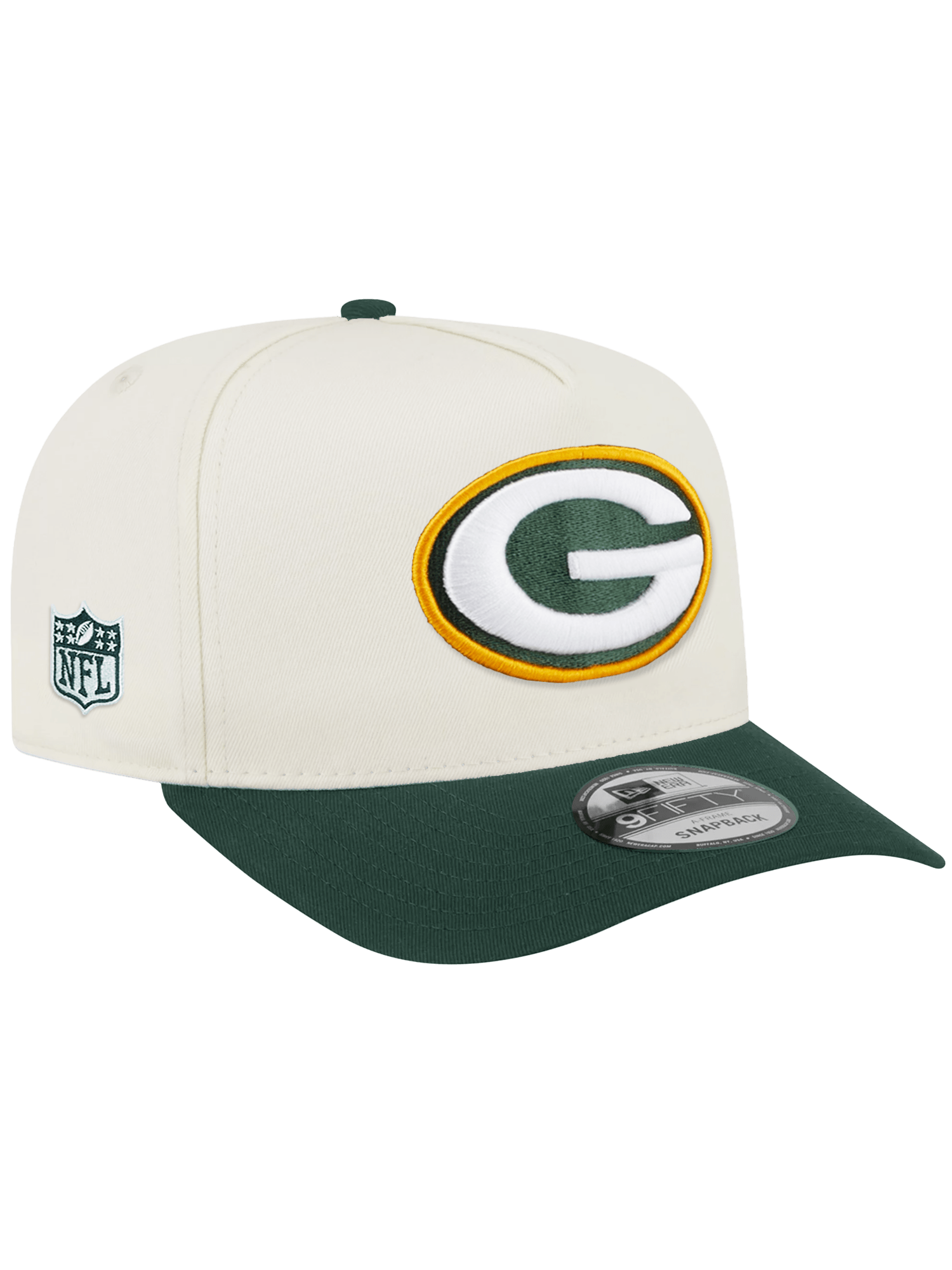 New Era Caps Green Bay Packers New Era NFL Team 2T 9FIFTY A-Frame Pre-Curved Snapback Hat - Chrome