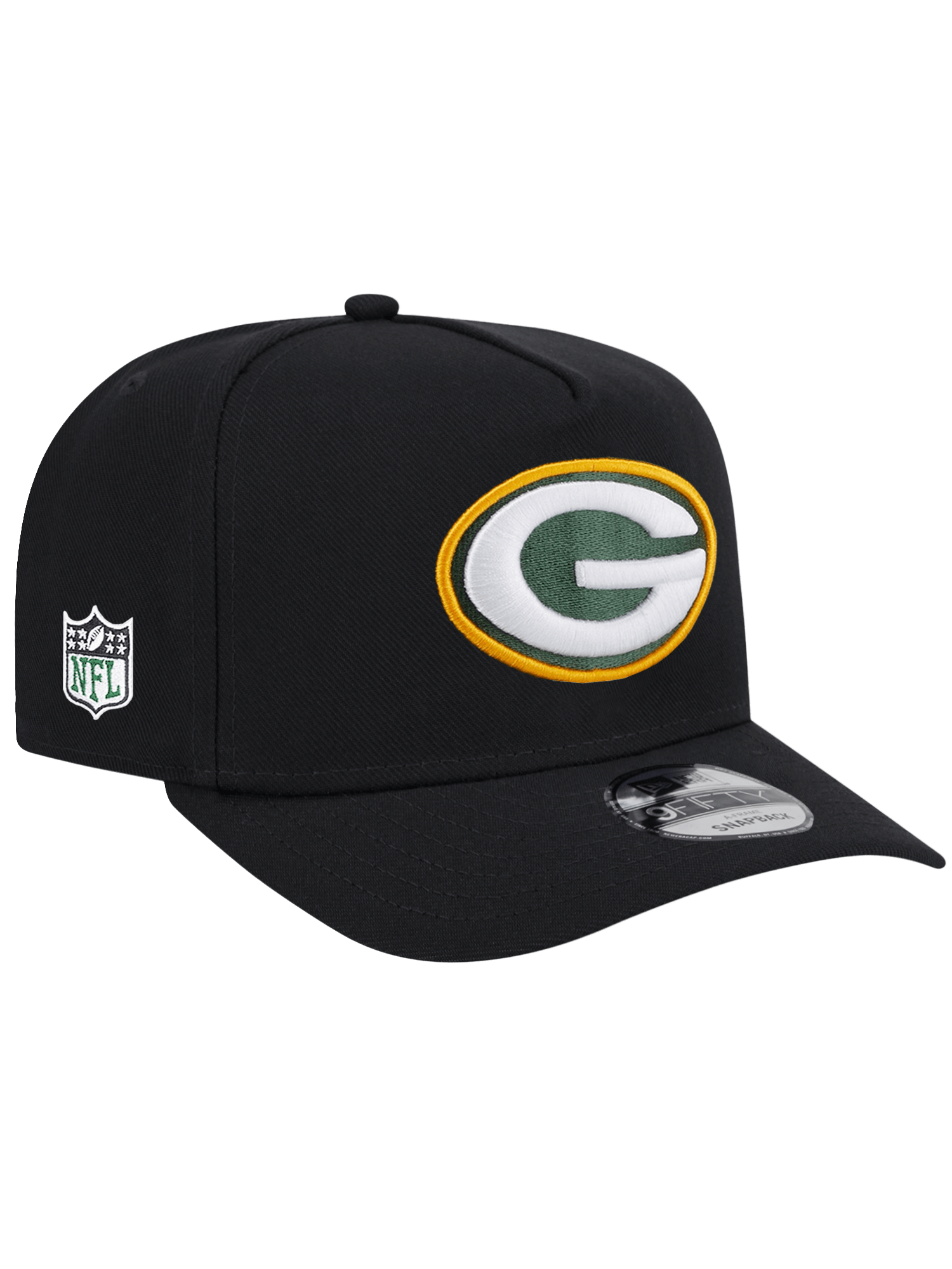 New Era Caps Green Bay Packers New Era NFL Team 9FIFTY A-Frame Pre-Curved Snapback Hat - Black